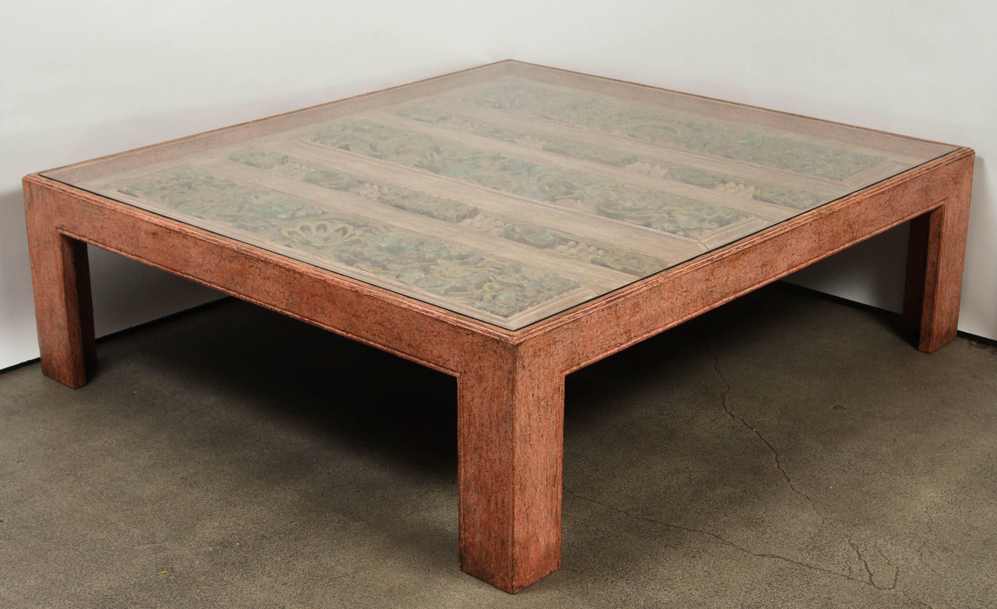 Moroccan Handcrafted Large Square Coffee Table  In Good Condition In North Hollywood, CA