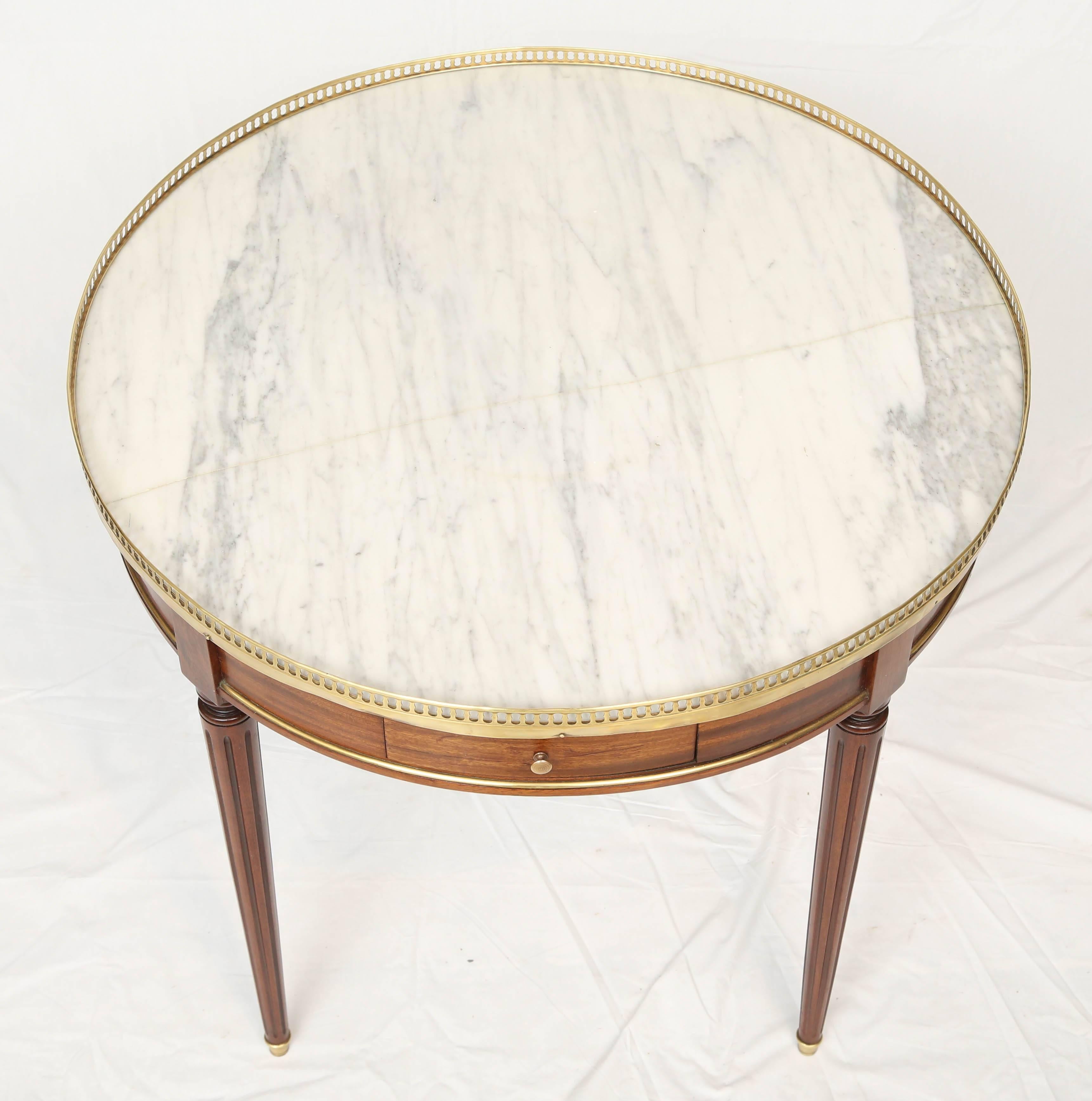 19th Century French Bouillotte Table with White Marble Top 3
