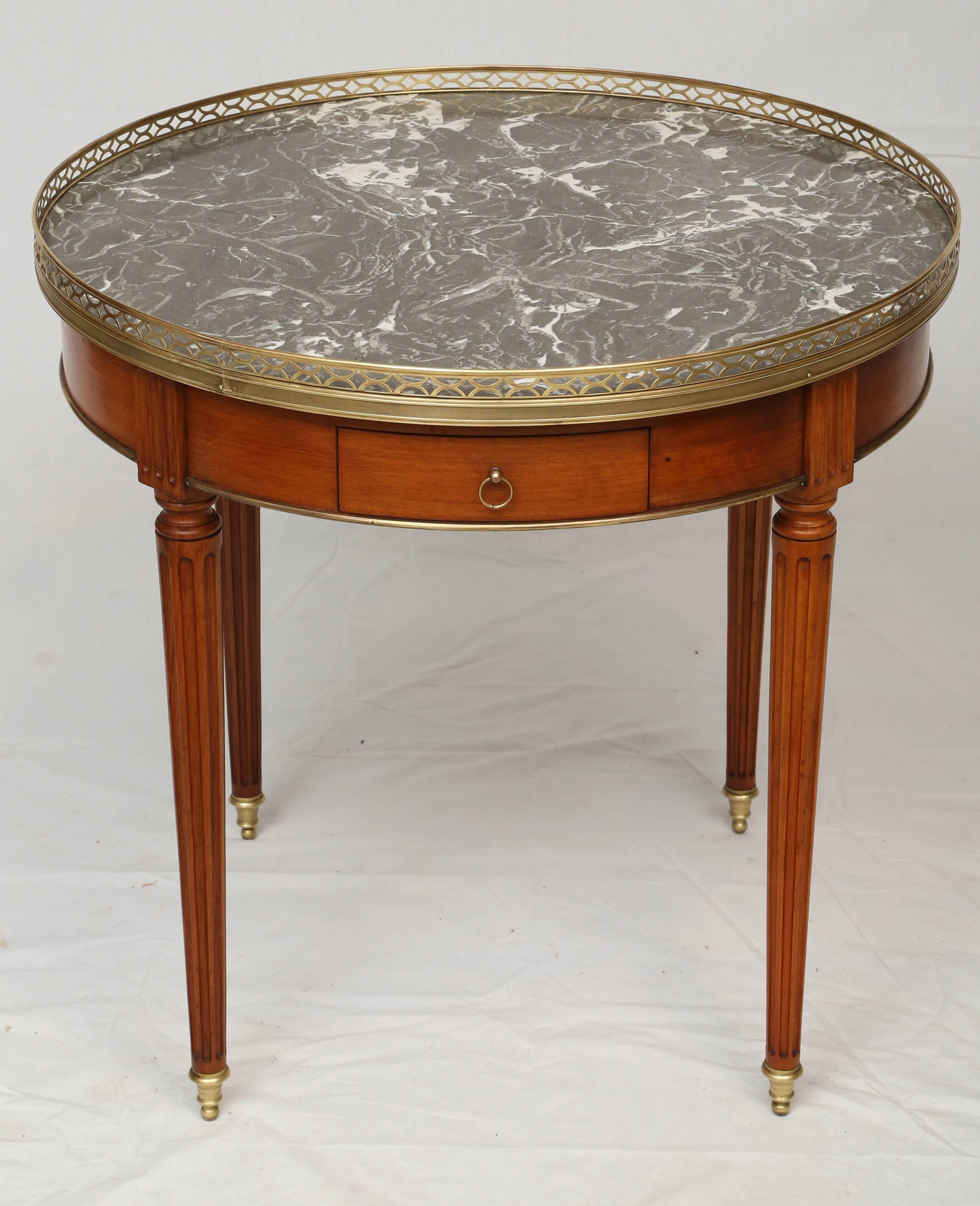 Louis XVI French 19th Century Bouillotte Table with Gray Marble Top