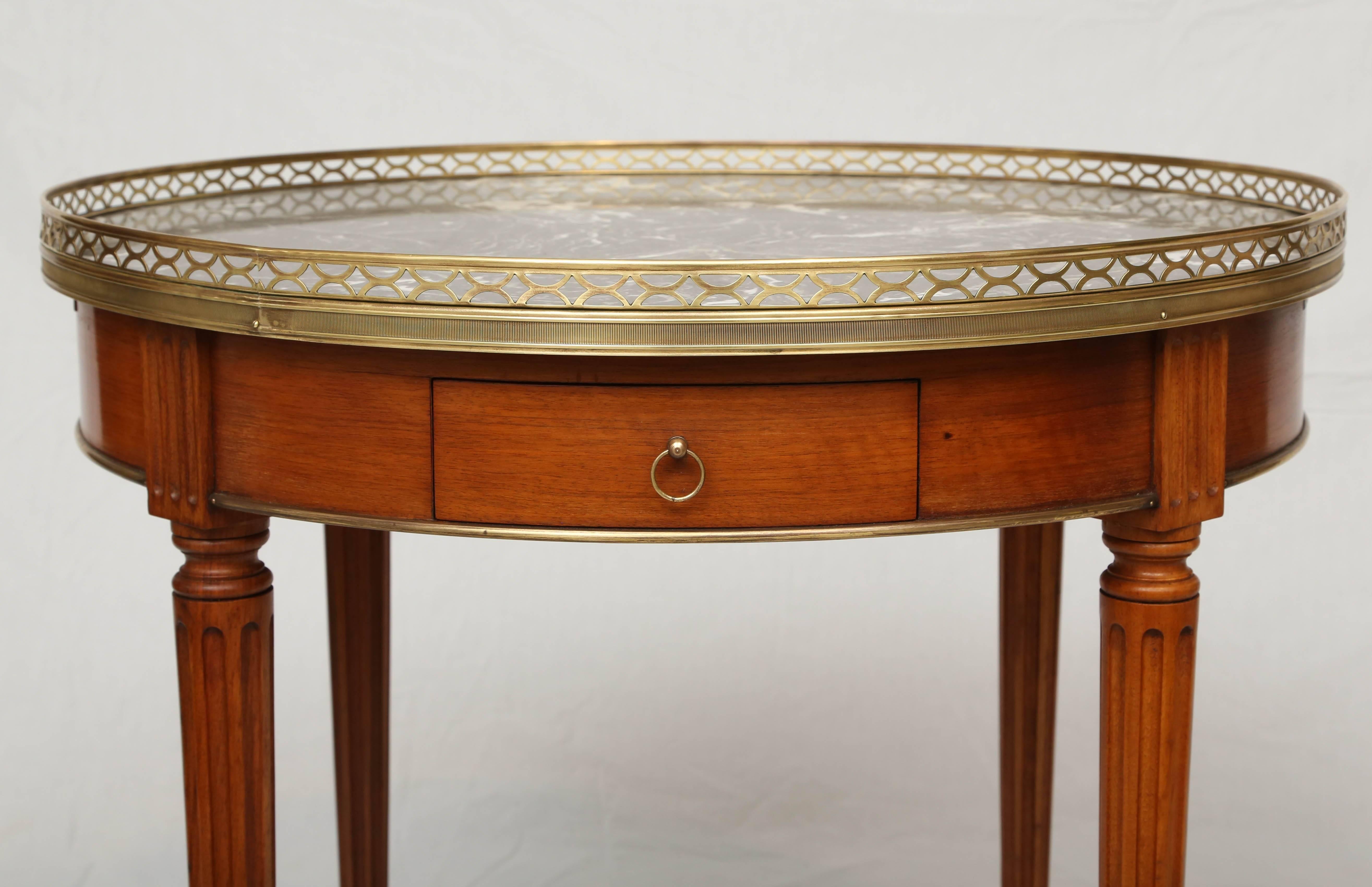 Veneer French 19th Century Bouillotte Table with Gray Marble Top