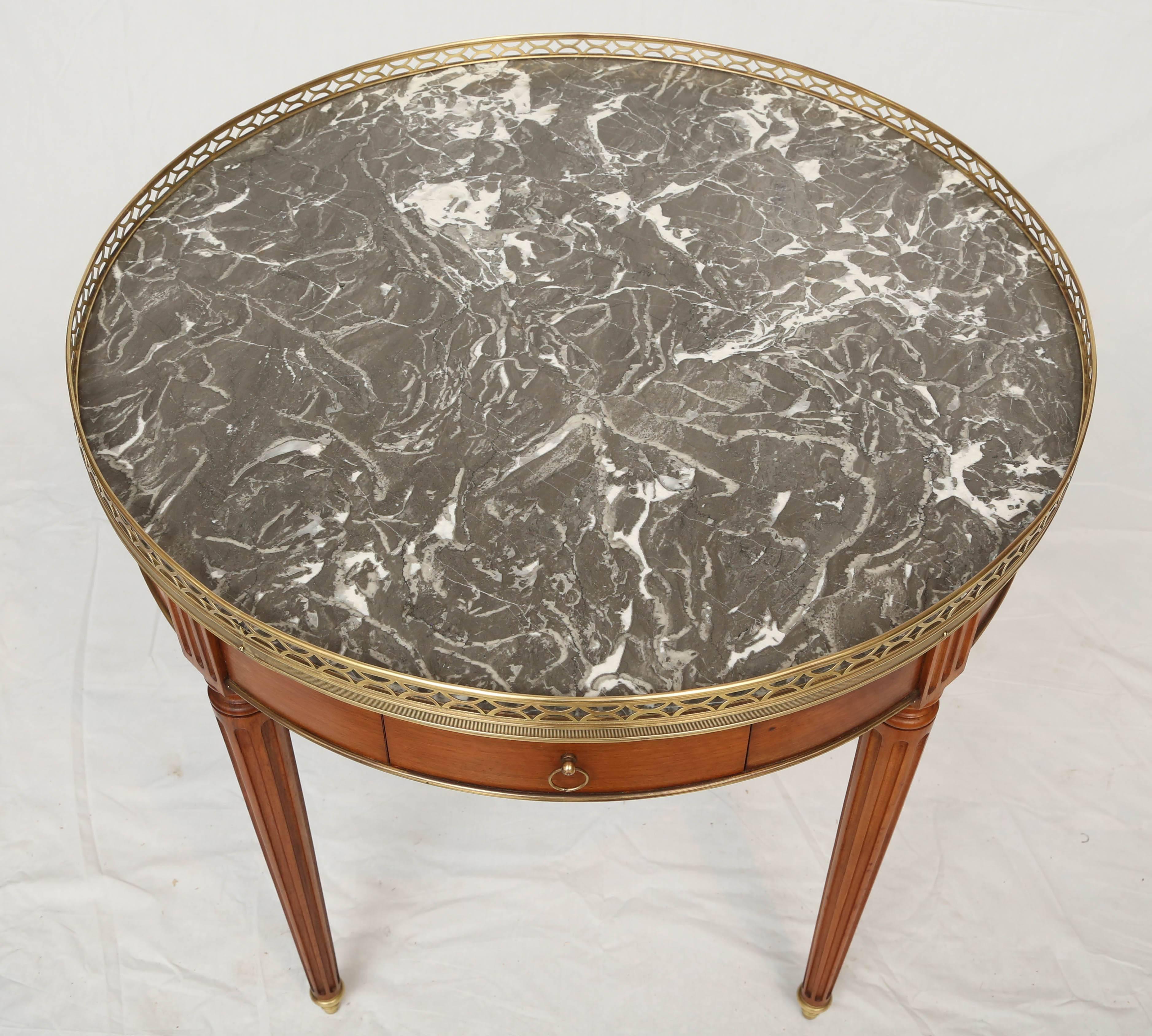 French 19th Century Bouillotte Table with Gray Marble Top In Excellent Condition In West Palm Beach, FL