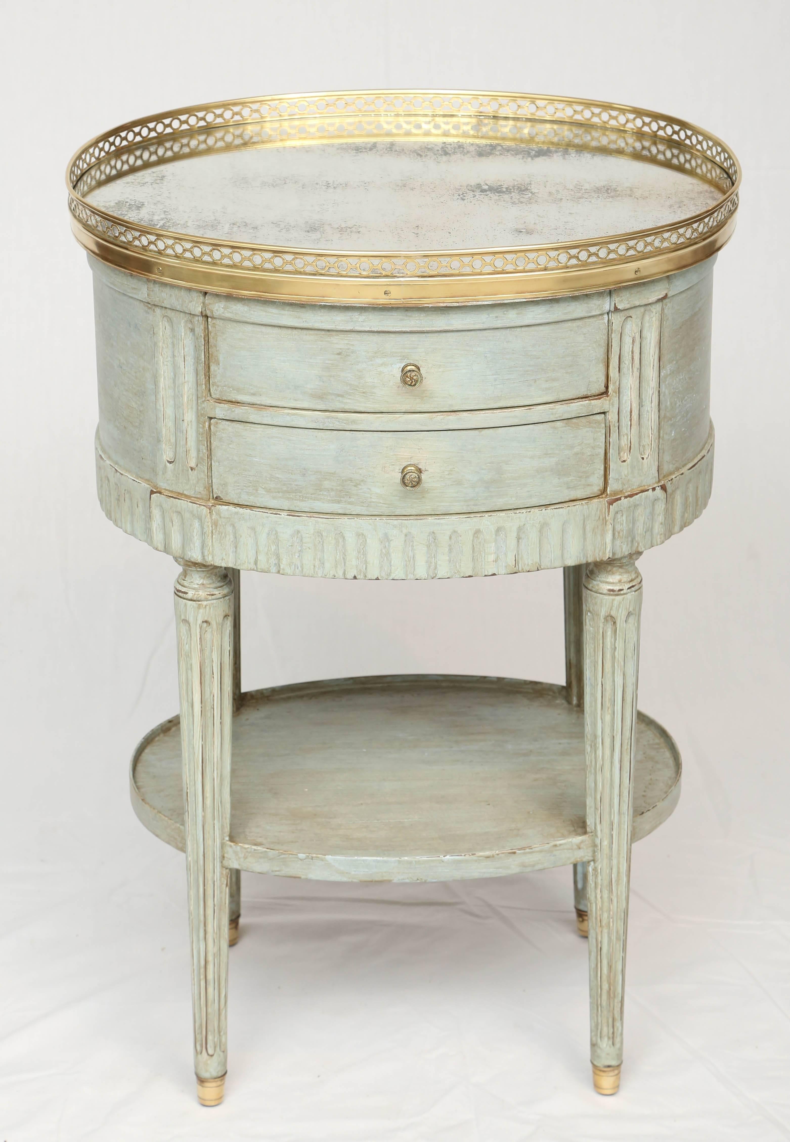 19th Century Oval French Commode with Mirrored Top For Sale