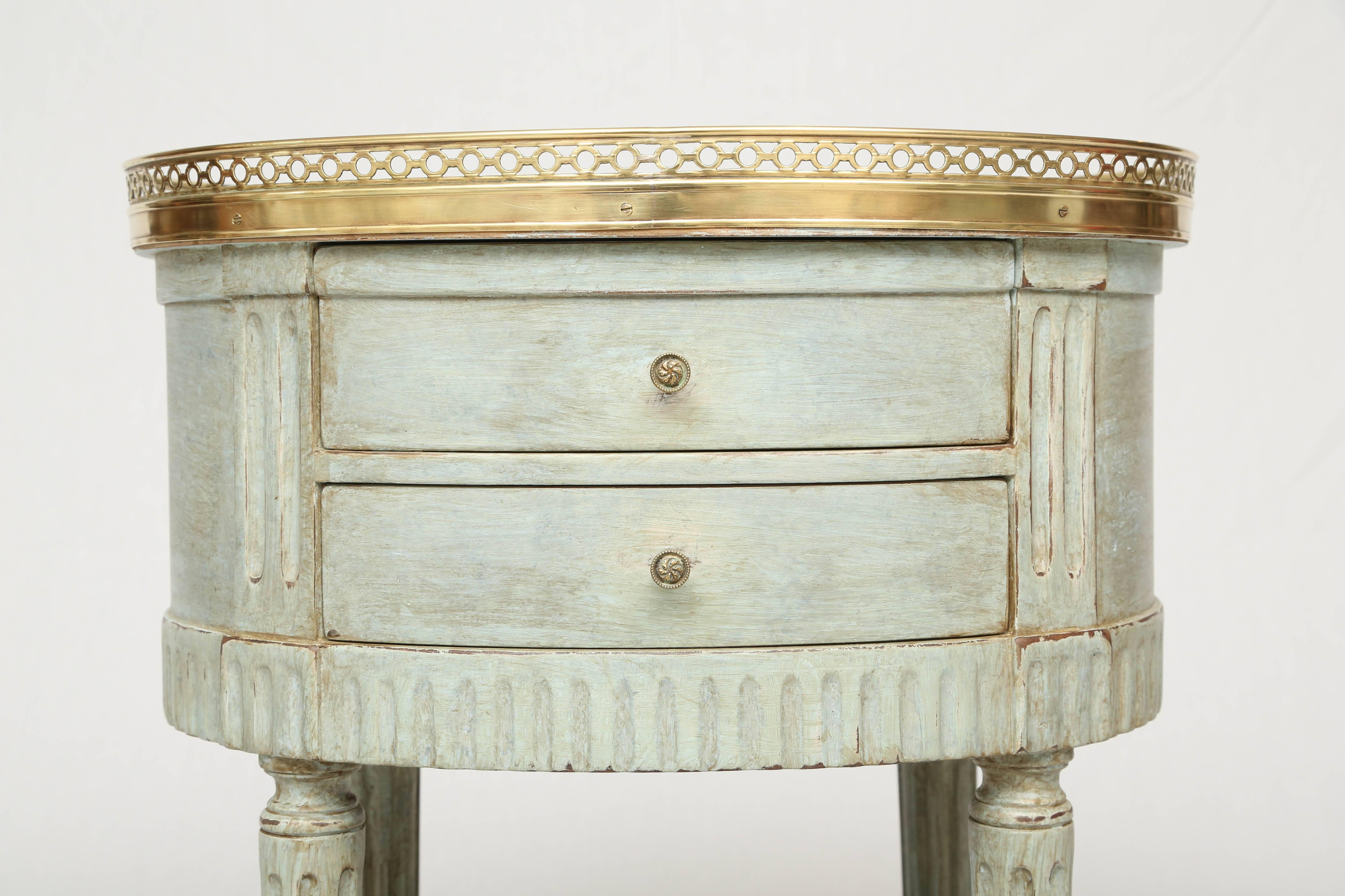 Brass Oval French Commode with Mirrored Top For Sale