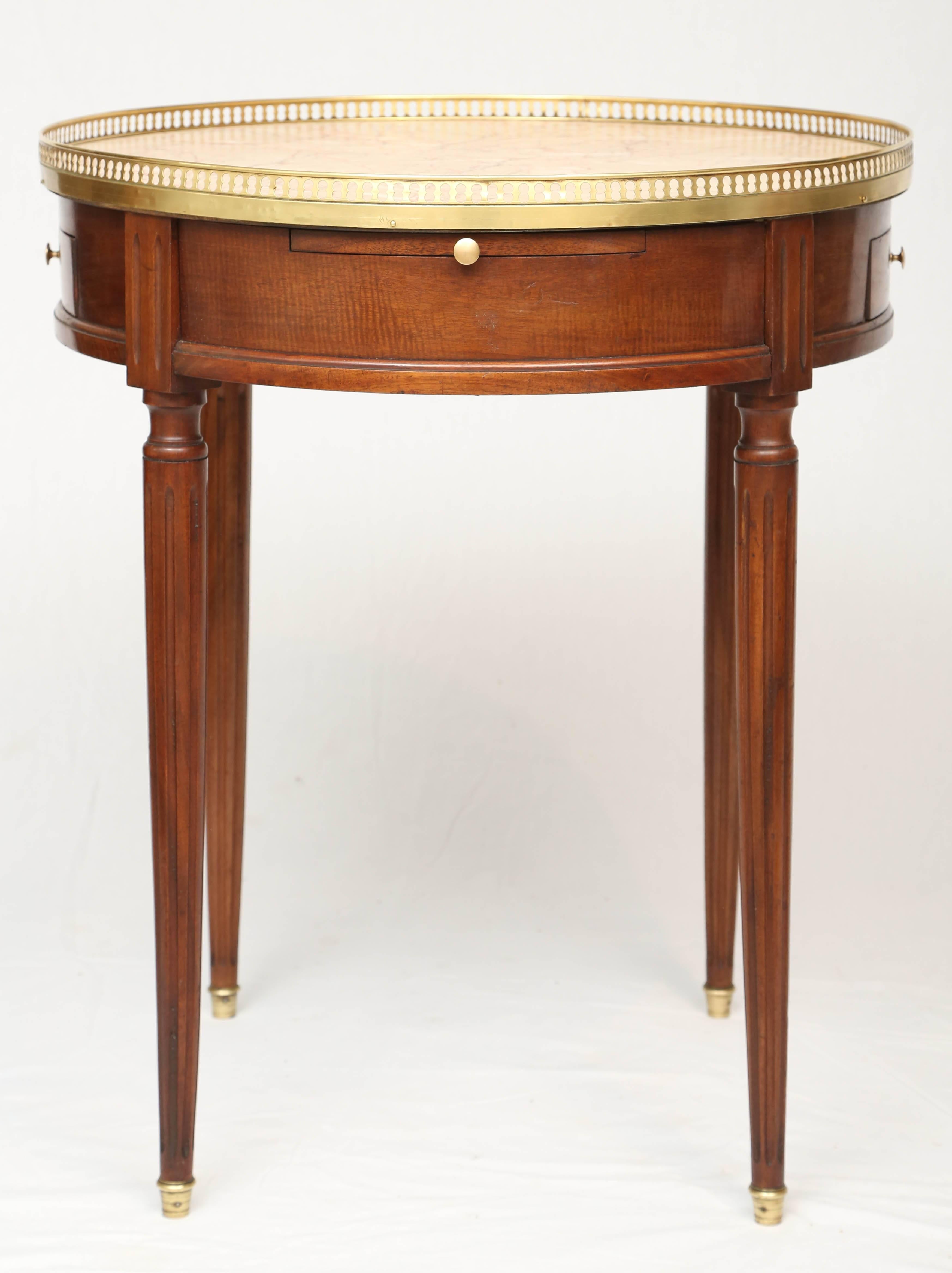 French 19th Century Mahogany Bouillotte Table with Marble Top