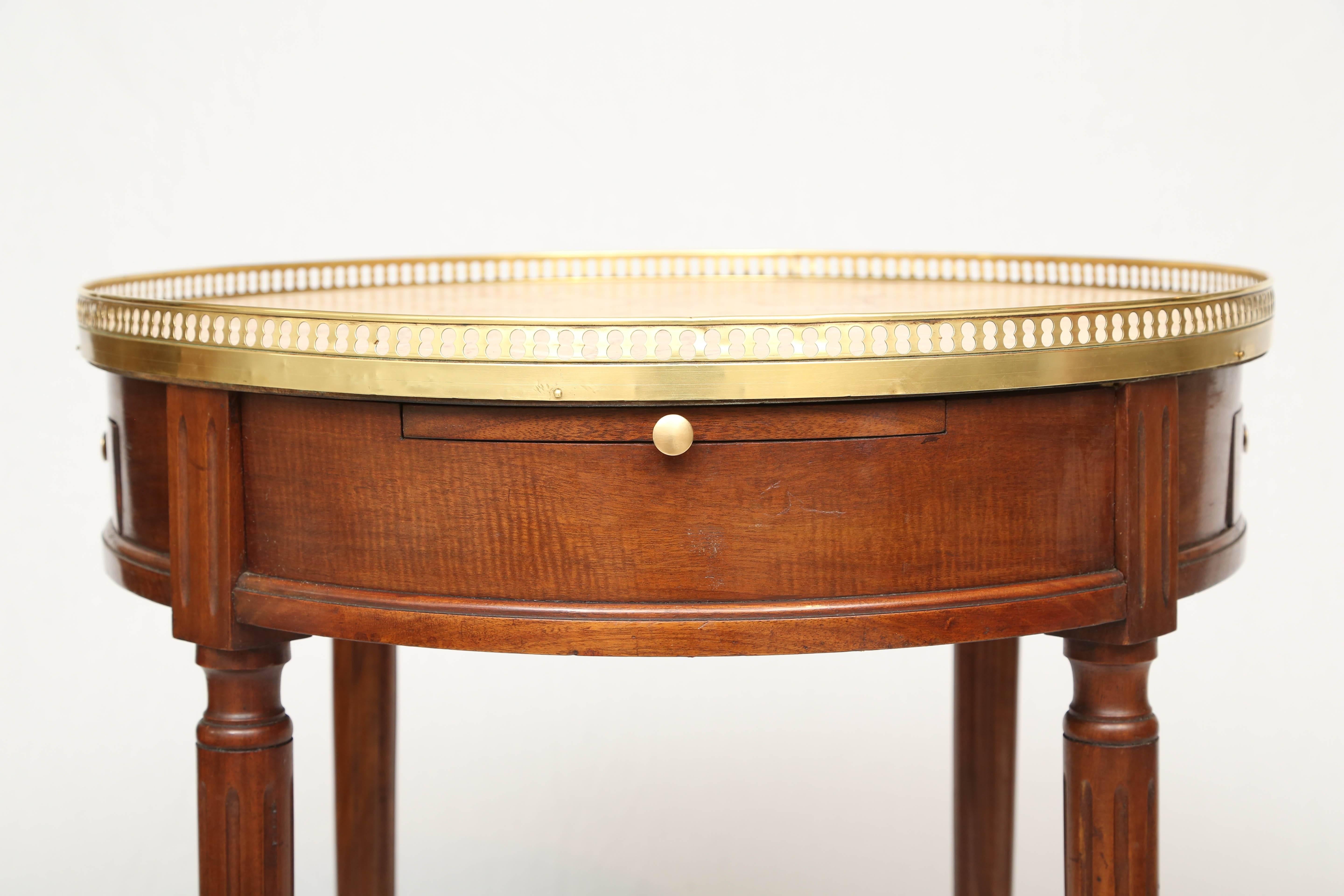 19th Century Mahogany Bouillotte Table with Marble Top In Excellent Condition In West Palm Beach, FL