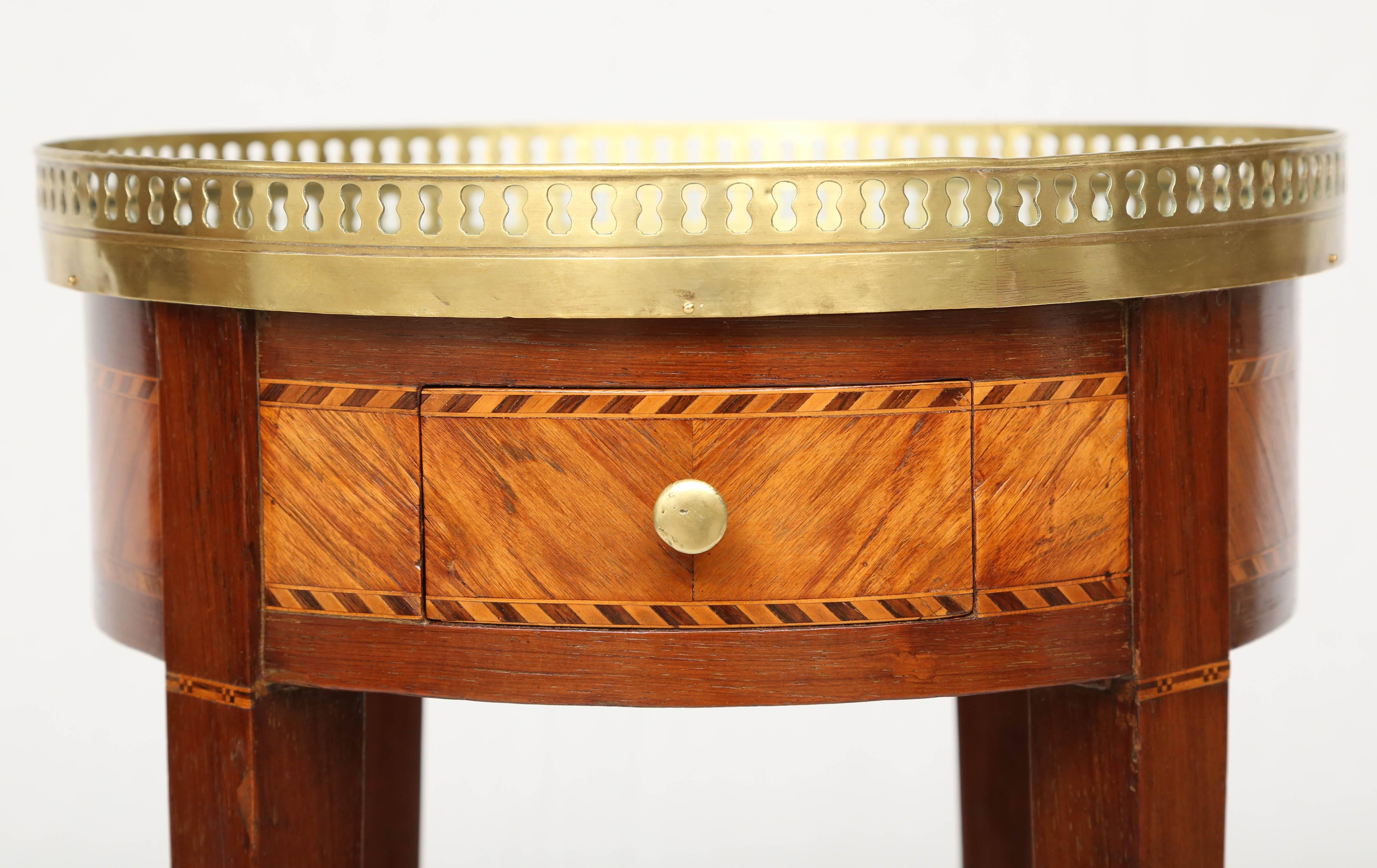 French Inlaid Bouillotte Table with Mirrored Top