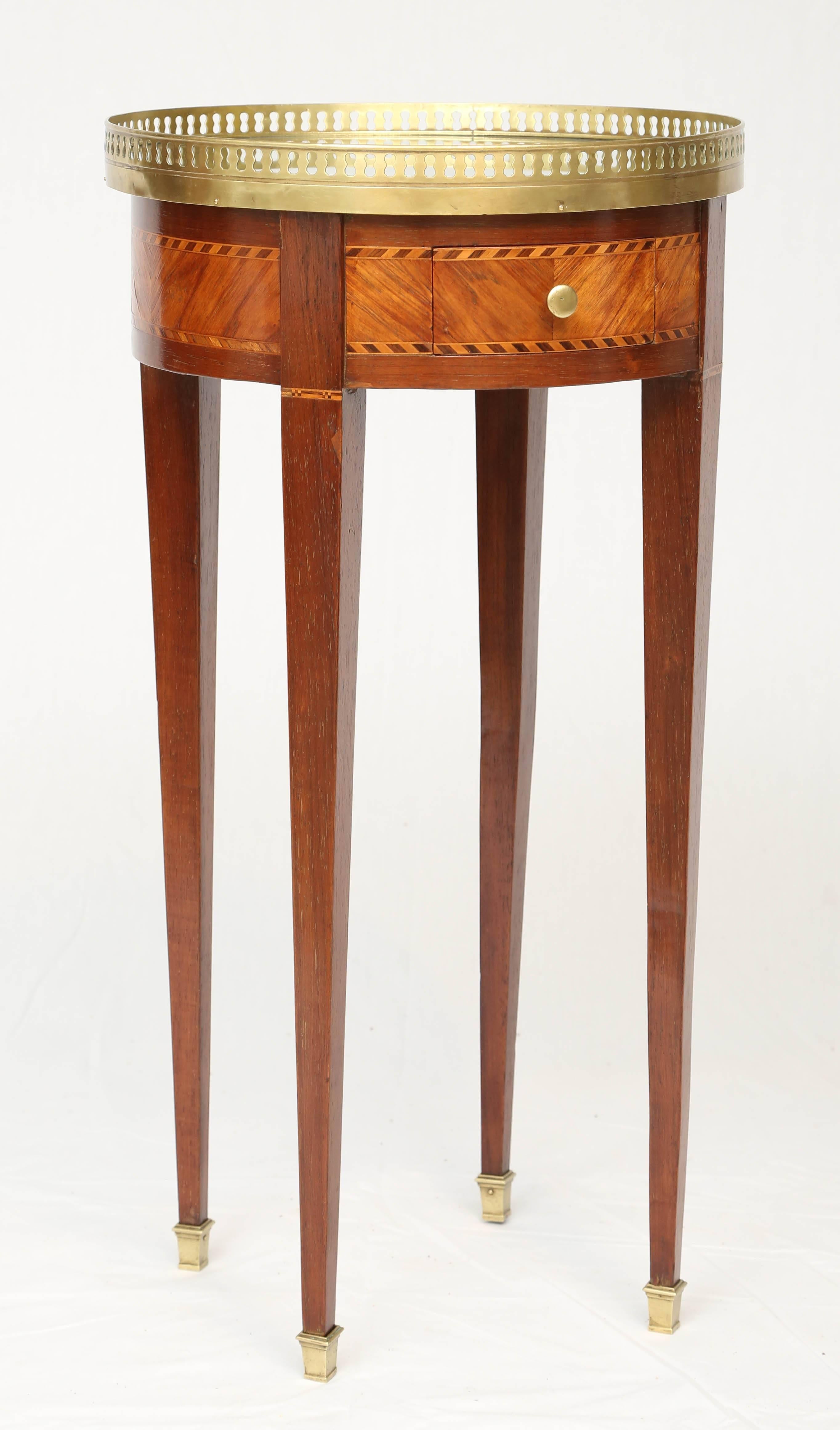 20th Century Inlaid Bouillotte Table with Mirrored Top