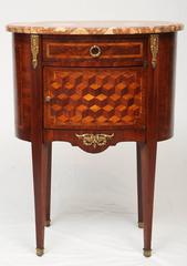19th Century Inlaid and Parquetry French Commode with Marble Top