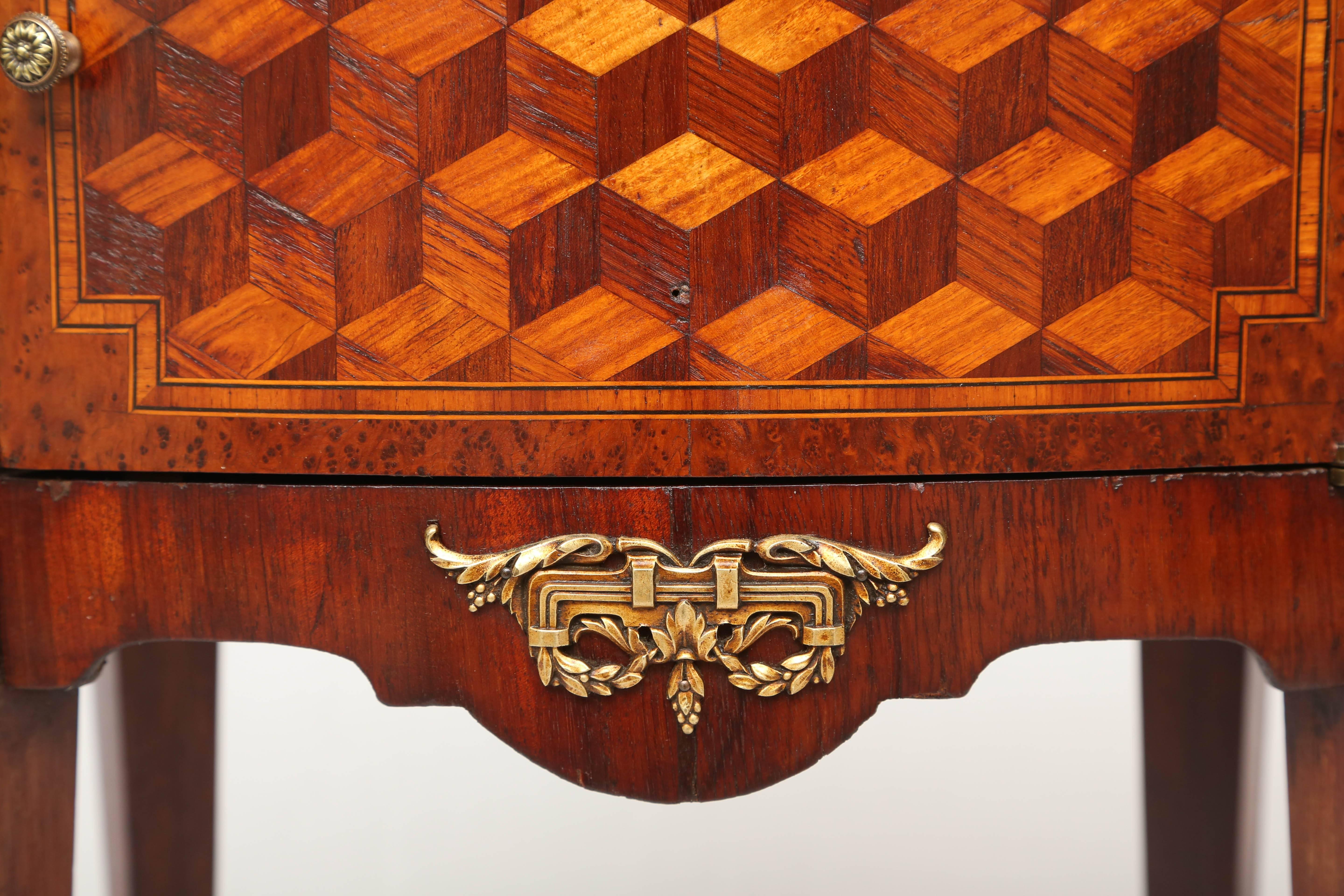 Bog Wood 19th Century Inlaid and Parquetry French Commode with Marble Top For Sale
