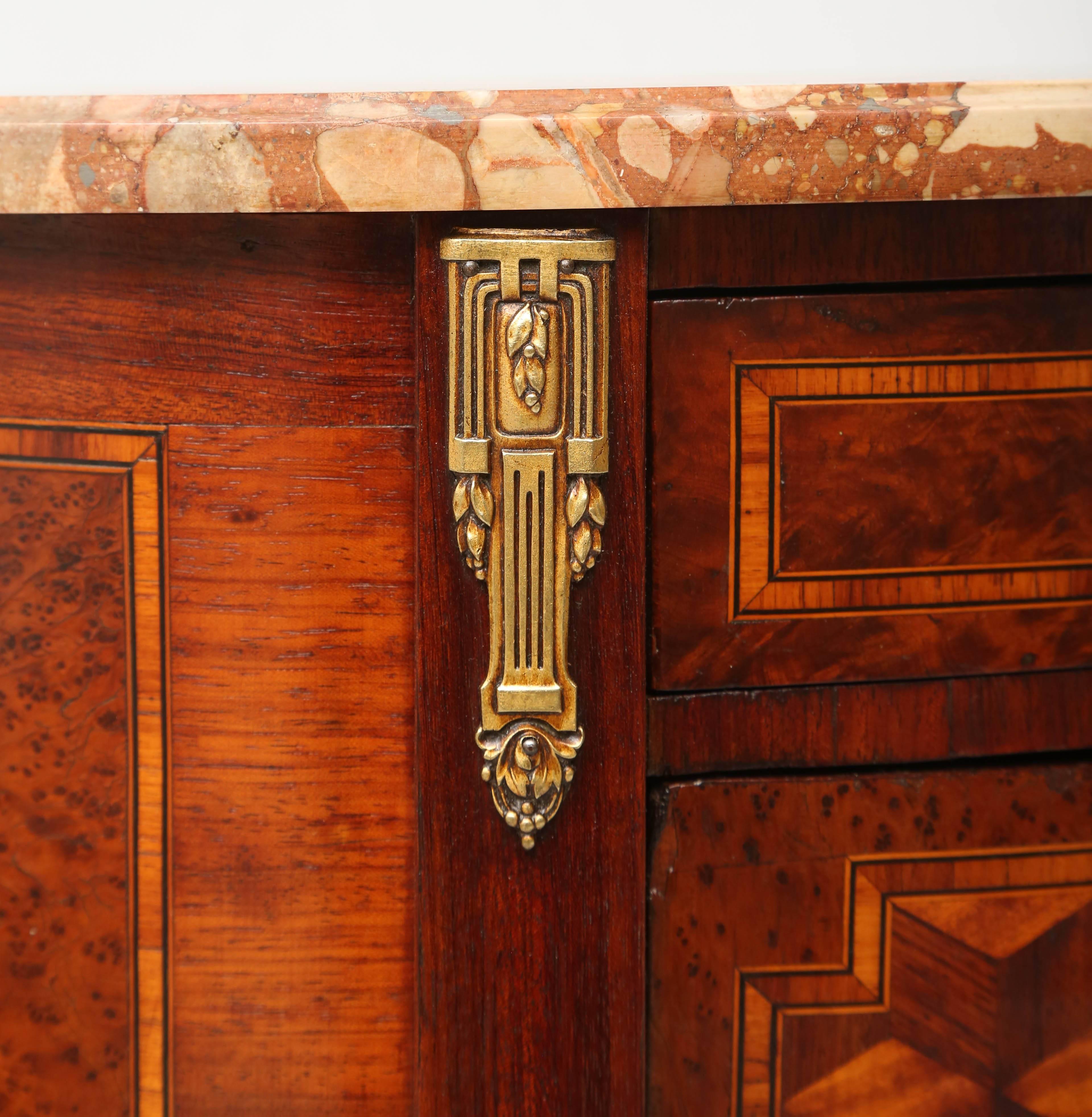 19th Century Inlaid and Parquetry French Commode with Marble Top For Sale 1