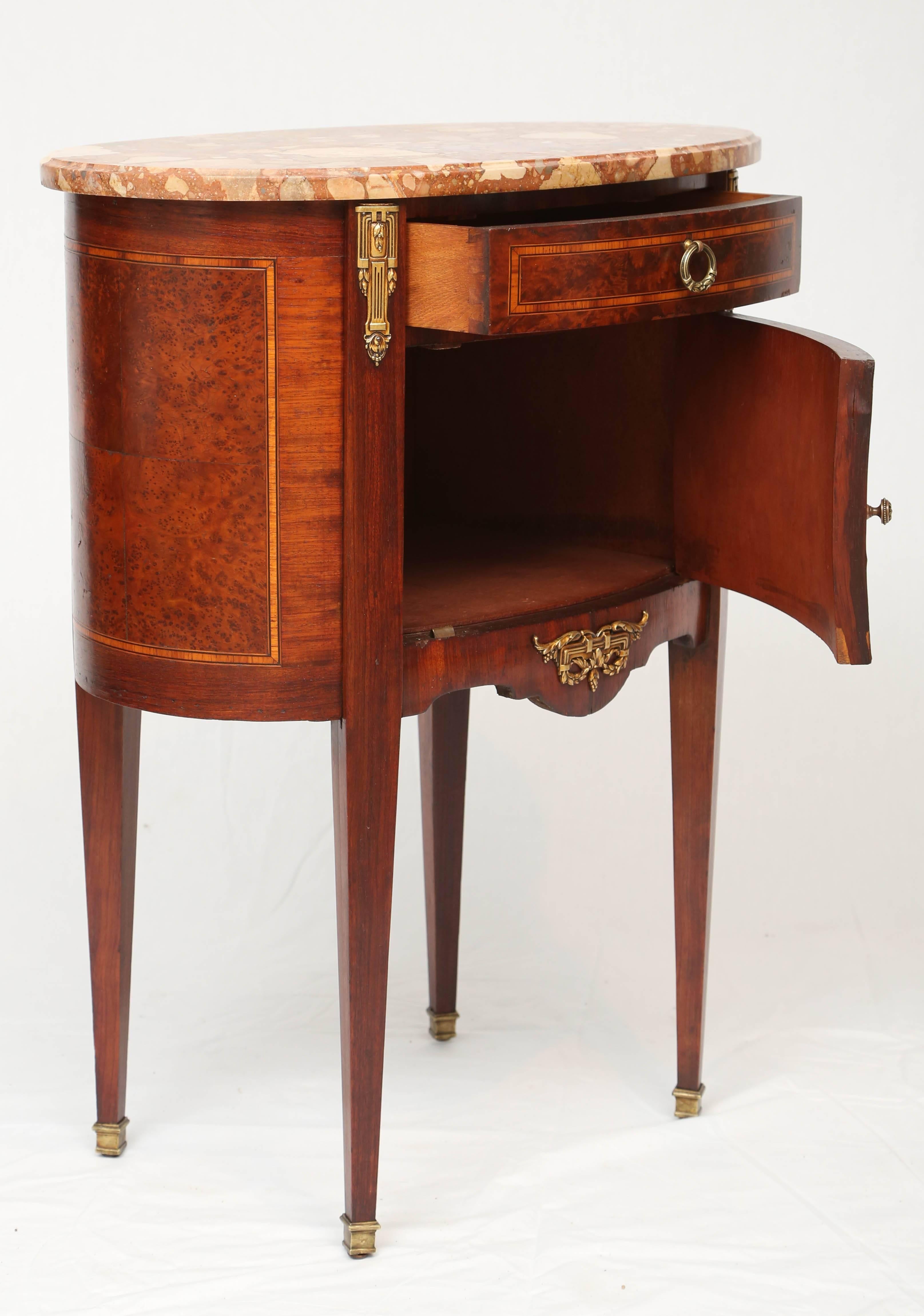 19th Century Inlaid and Parquetry French Commode with Marble Top For Sale 2
