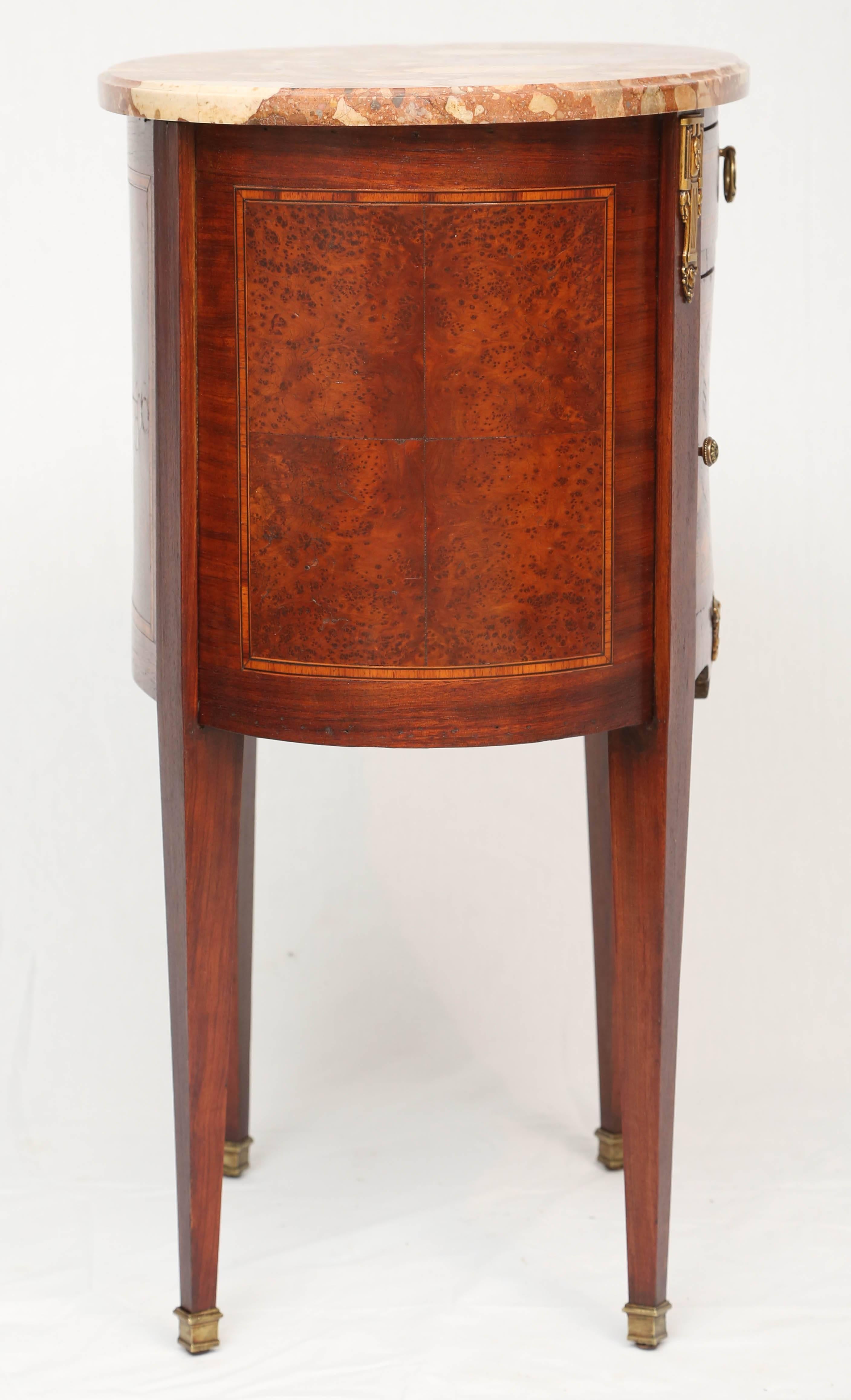 19th Century Inlaid and Parquetry French Commode with Marble Top For Sale 3