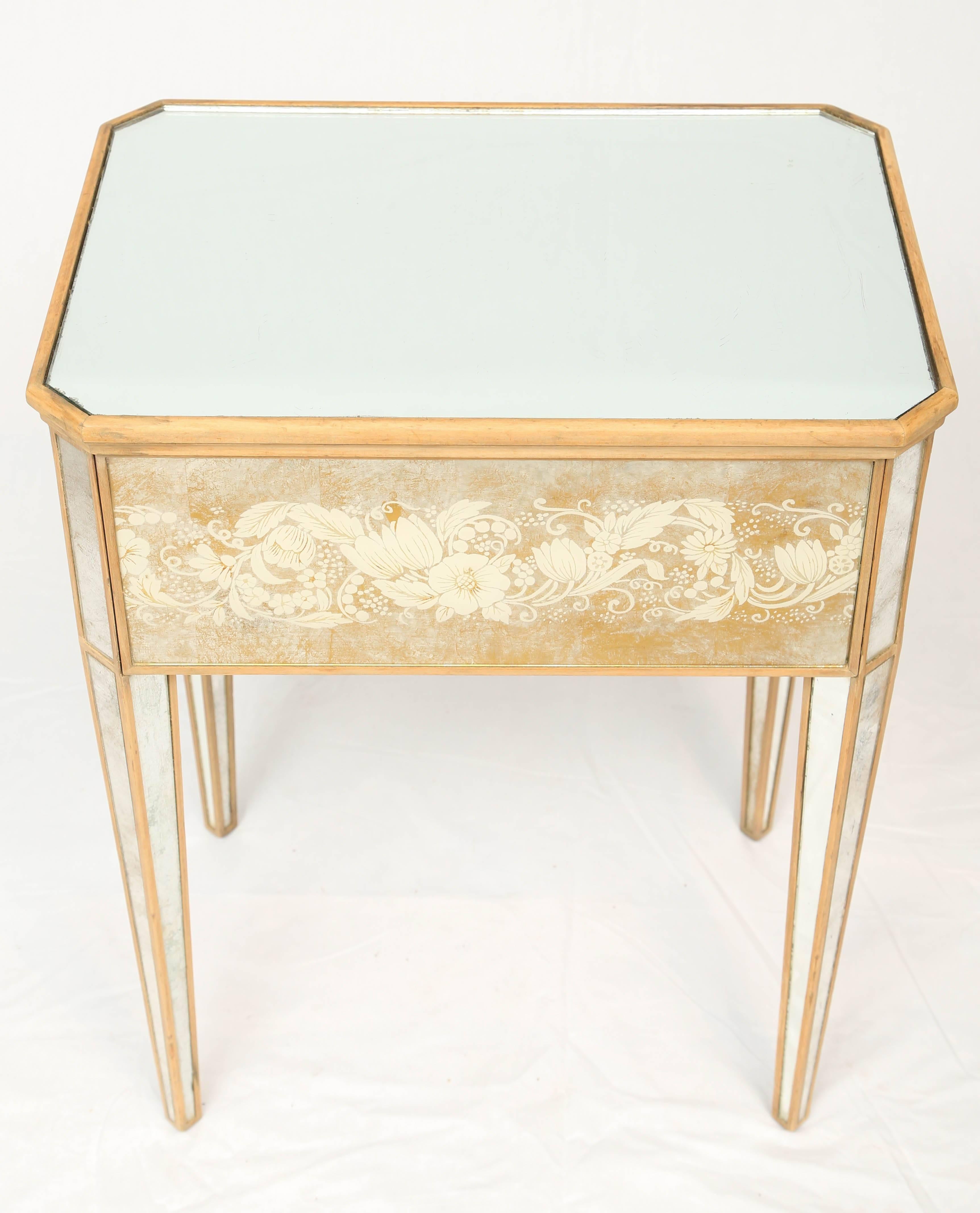 mirrored bedside table