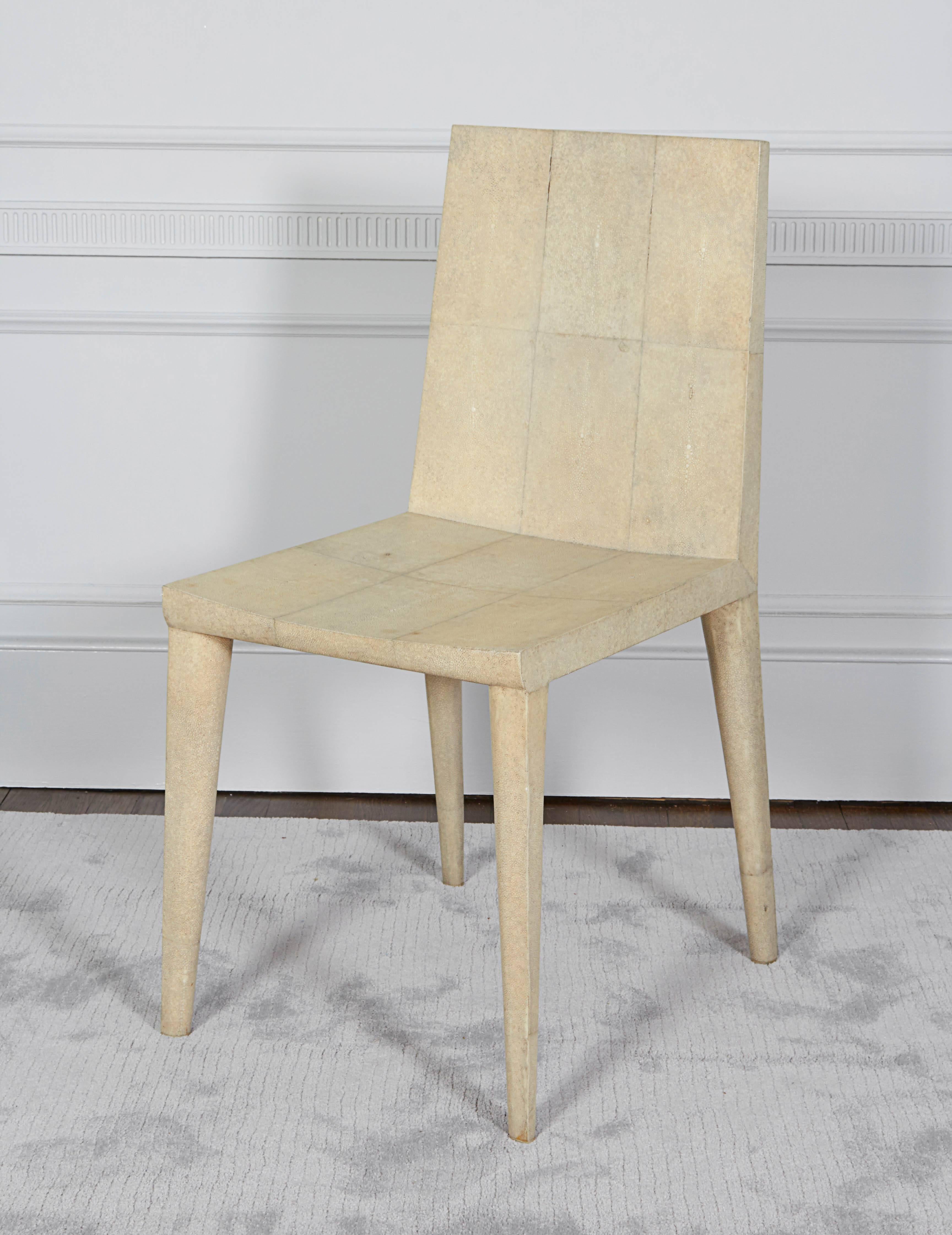 Modern JMF Style Shagreen Custom Chairs For Sale