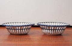Pair of Blue and White Chestnut Baskets