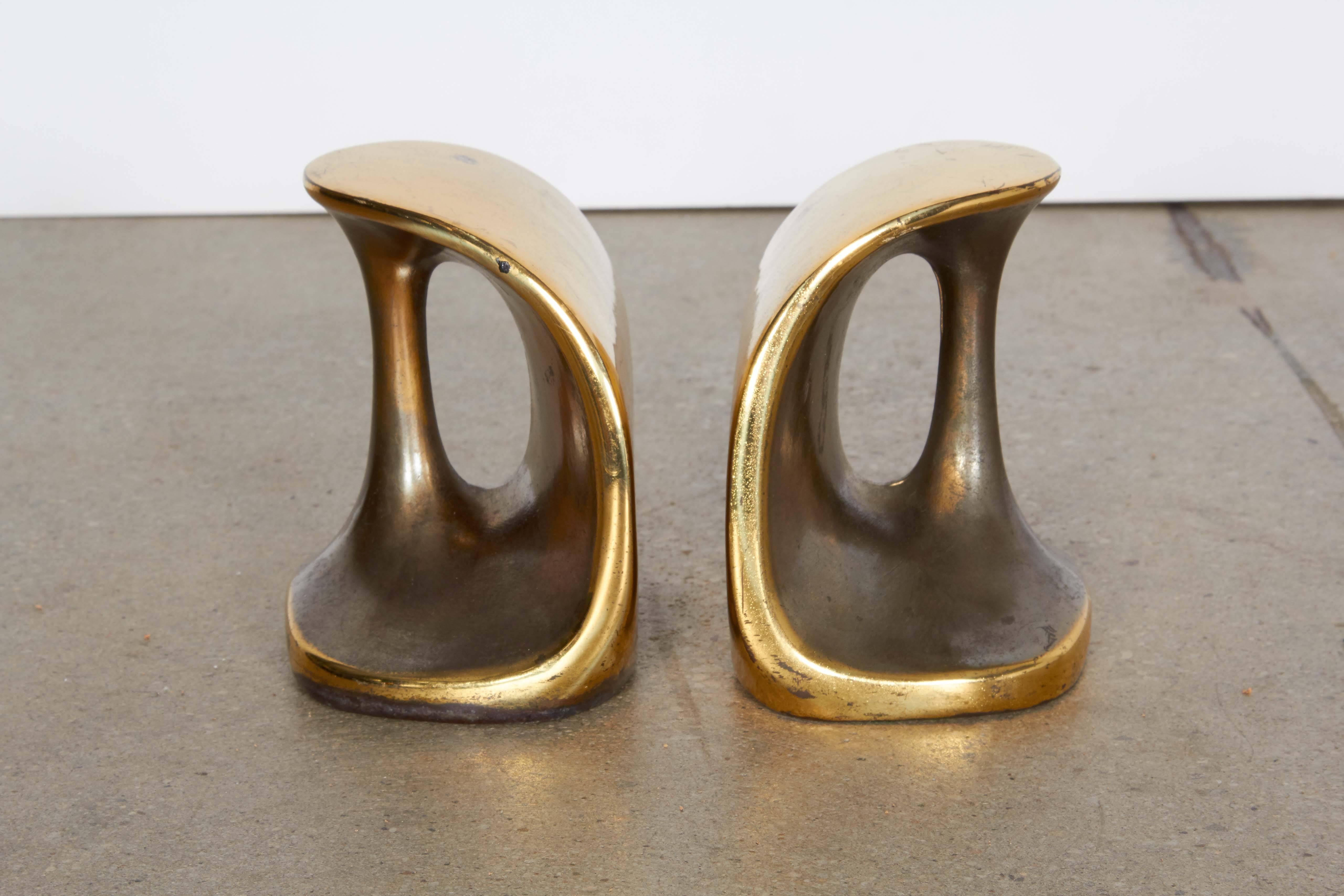 Ben Seibel for Jenfredware brass handle bookends, circa 1950s.