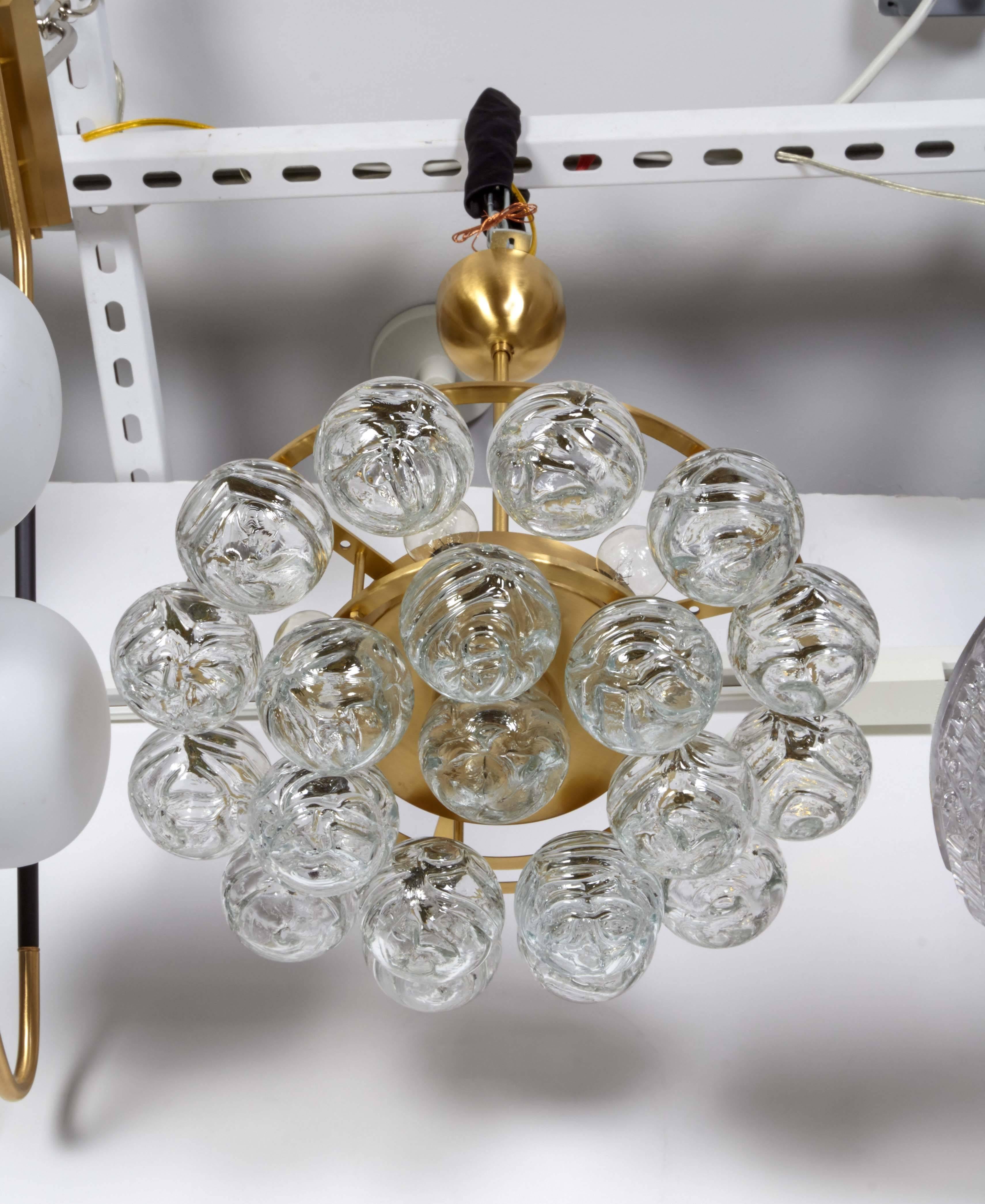 Brass Doria Glass Sphere Pendant Chandelier