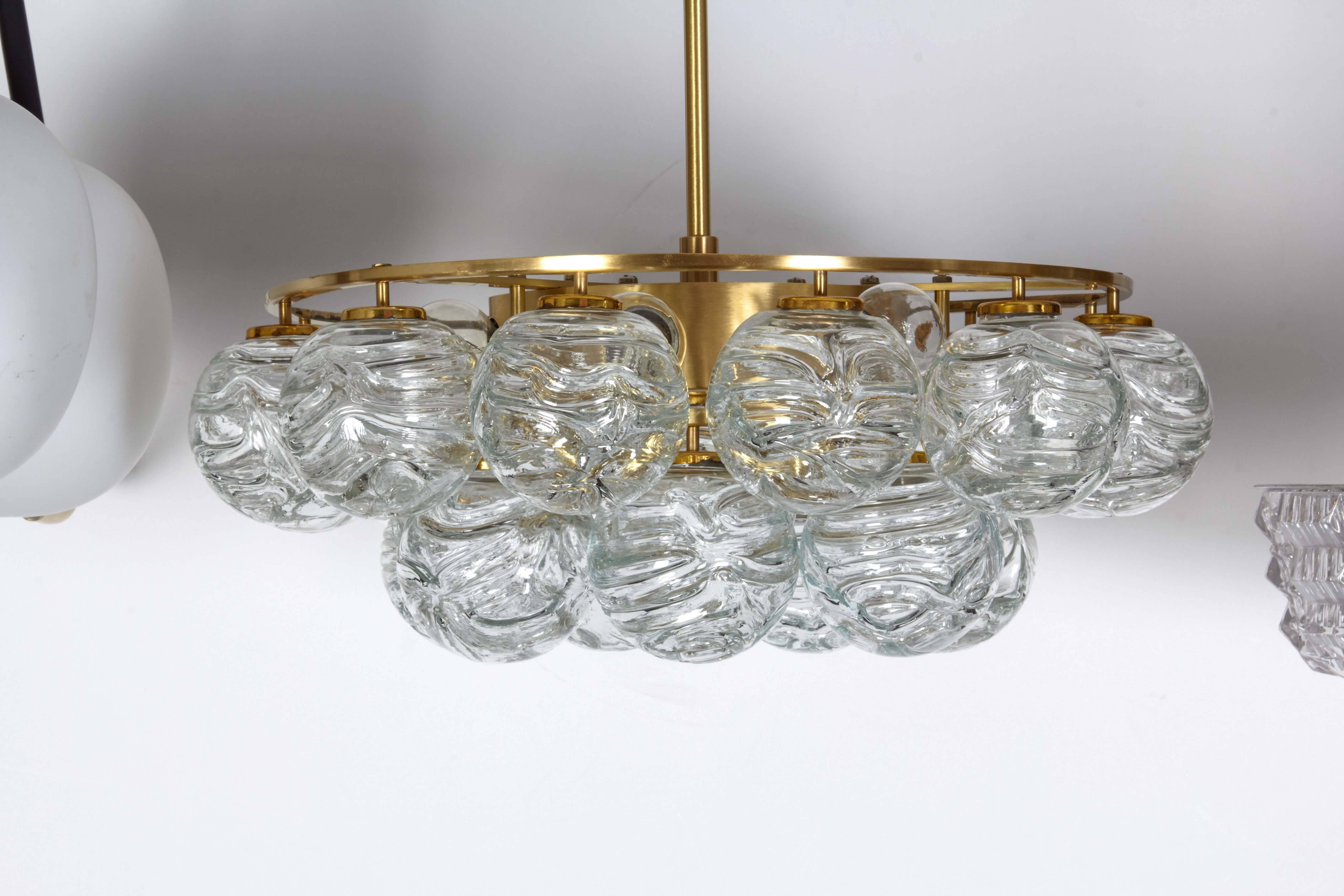 German Doria Glass Sphere Pendant Chandelier