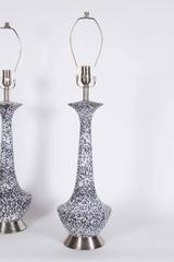 Italian Black and White Lava Glazed Lamps
