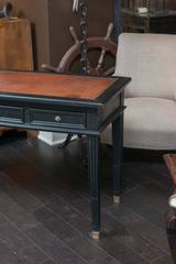 Ebonized Three-Drawer Bureau Plat with Embossed Leather Top, French, circa 1880