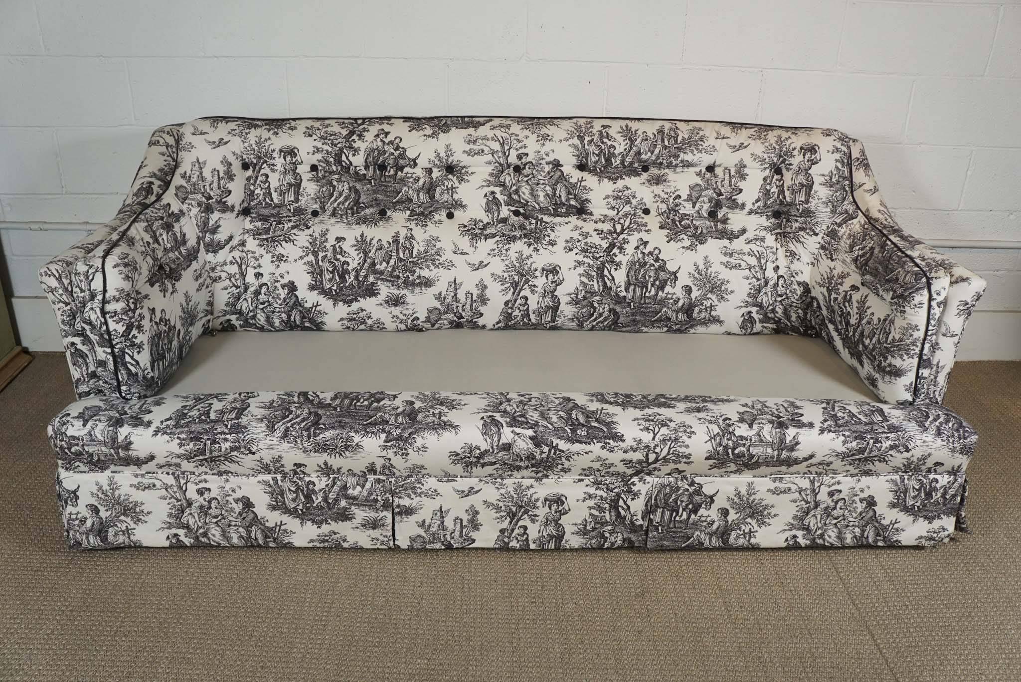 Contemporary Black and White Toile Sofa