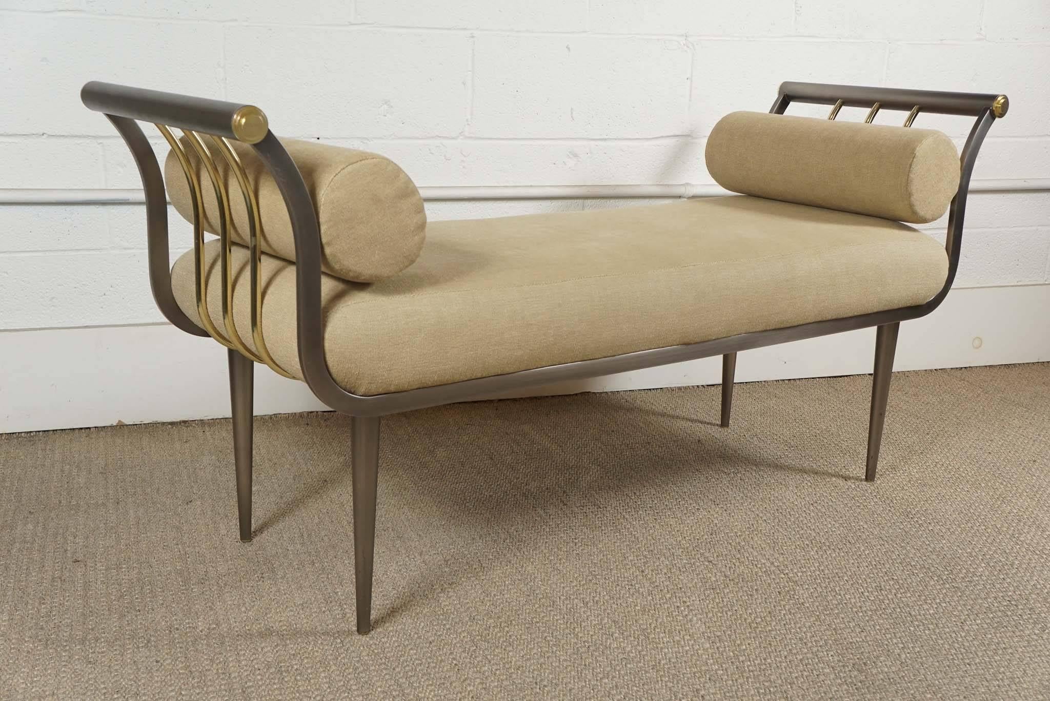 American Bench in Stainless Steel and Brass For Sale