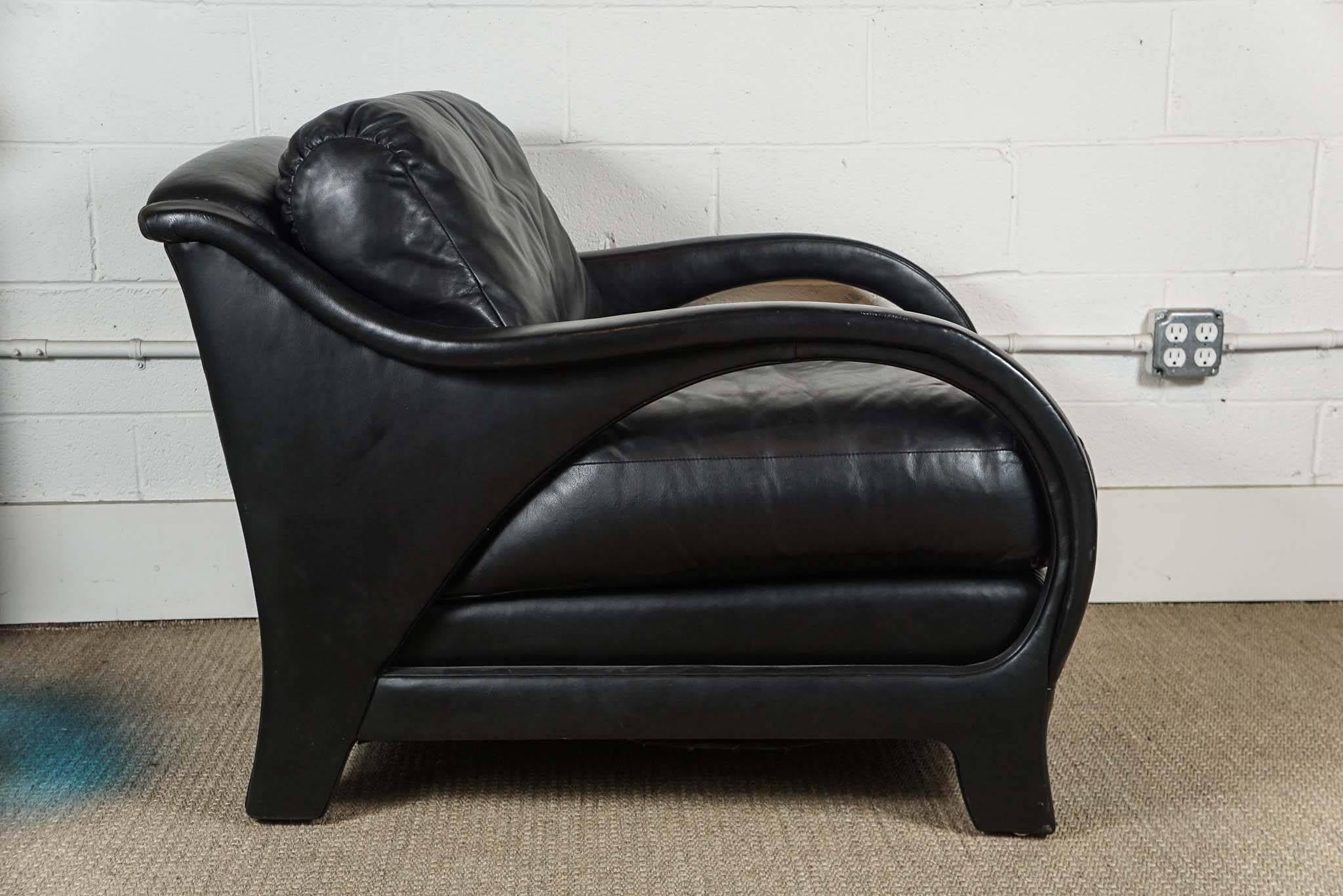 American Jay Spectre Lounge Chair in Black Leather