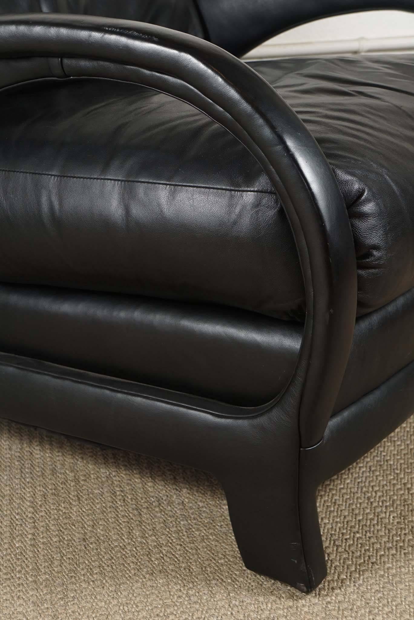 Jay Spectre Lounge Chair in Black Leather 1