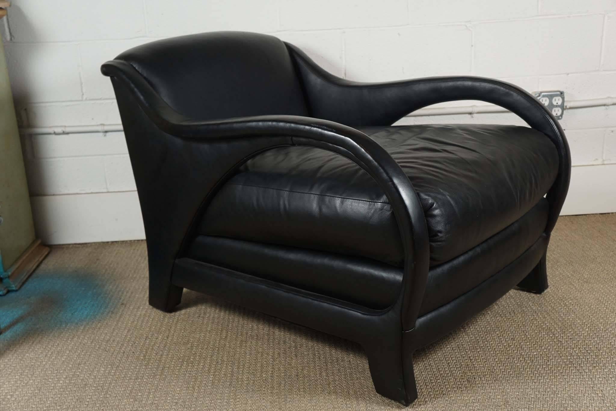 Jay Spectre Lounge Chair in Black Leather 3
