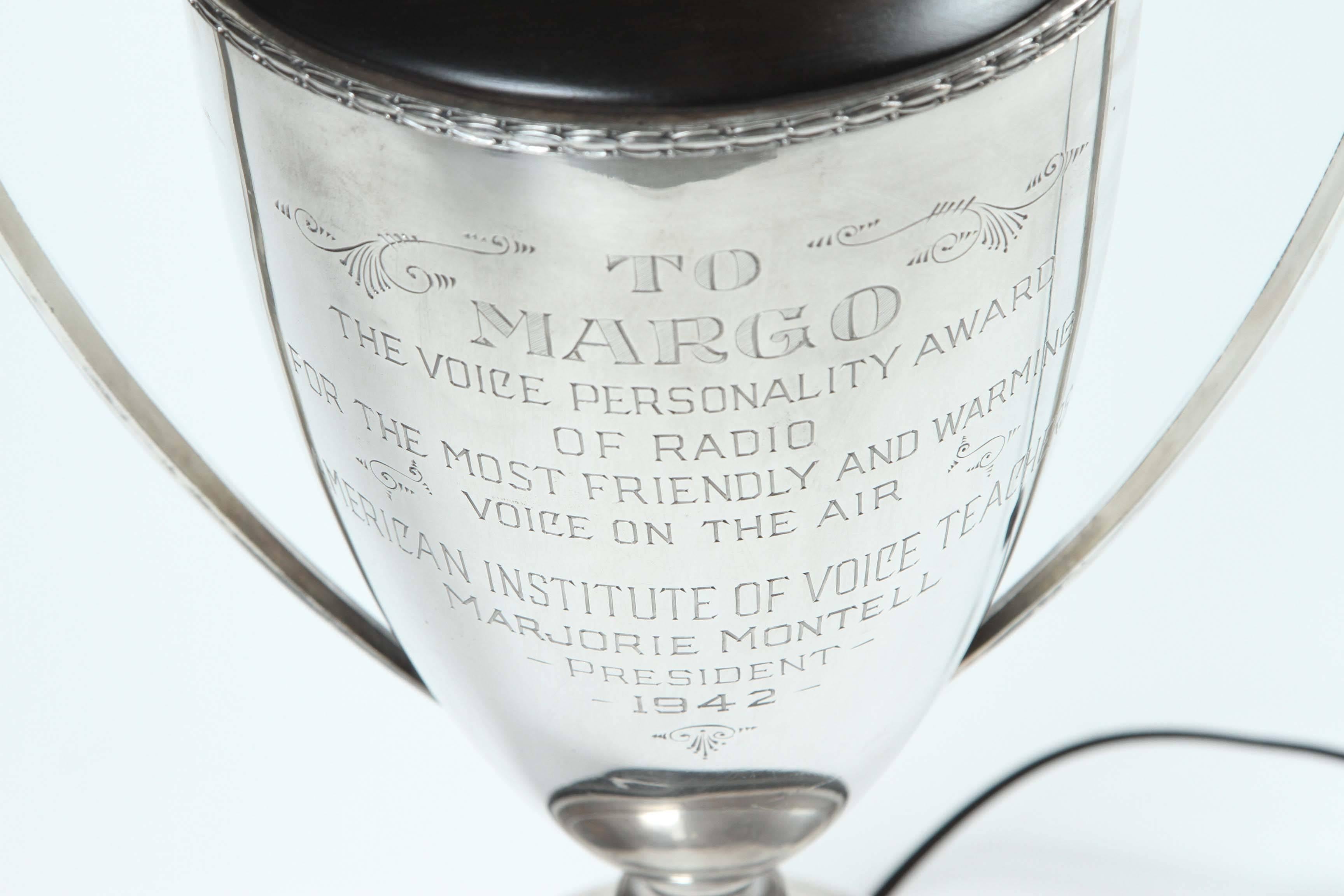 Silver Engraved Trophy Lamp