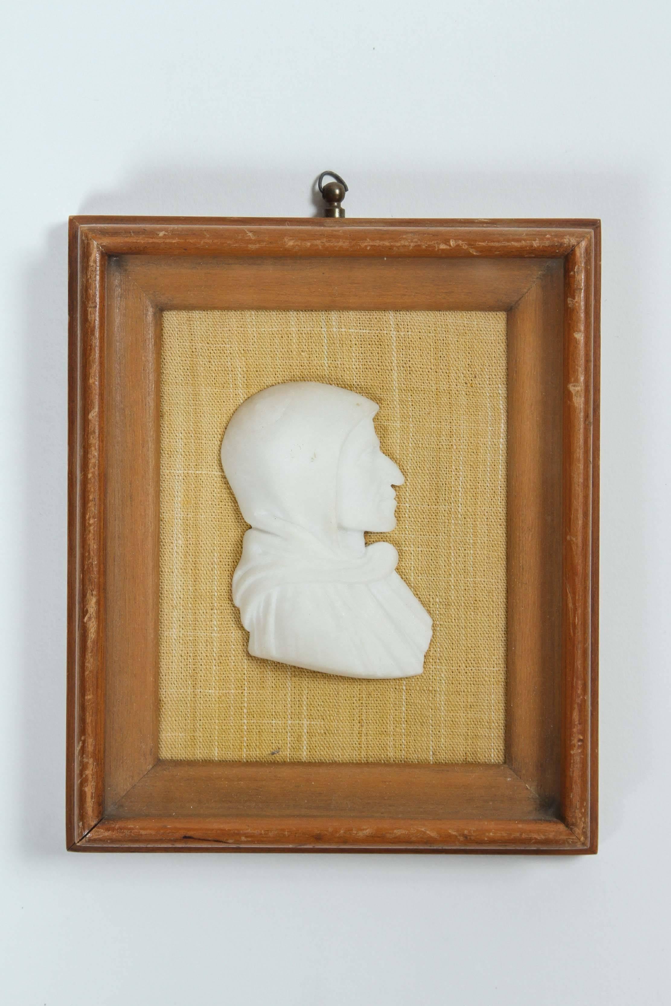 20th Century Pair of Alabaster Profile Portraits of Dante