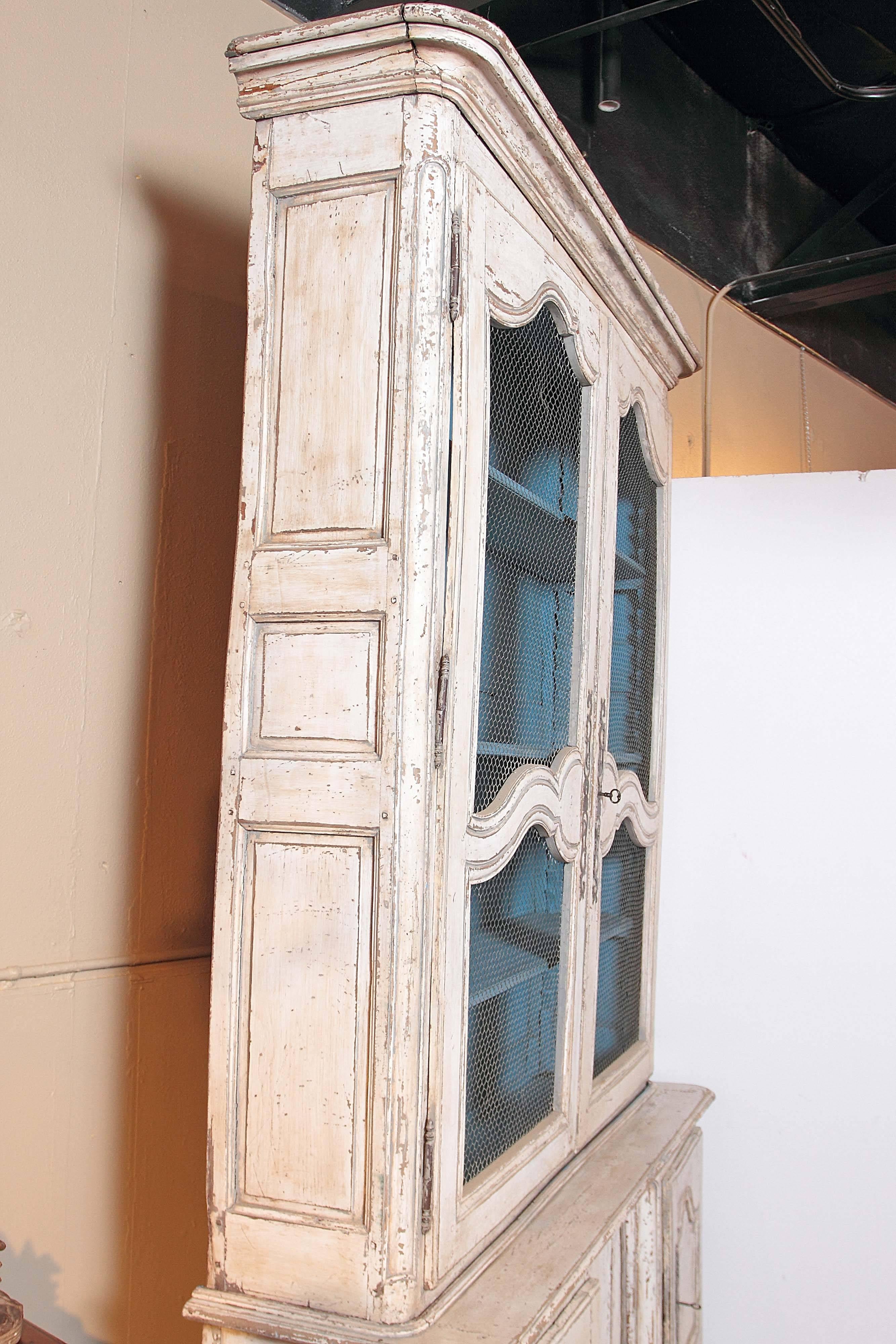 Tall 18th Century French Louis XV Painted Display Cabinet from Bordeaux 1