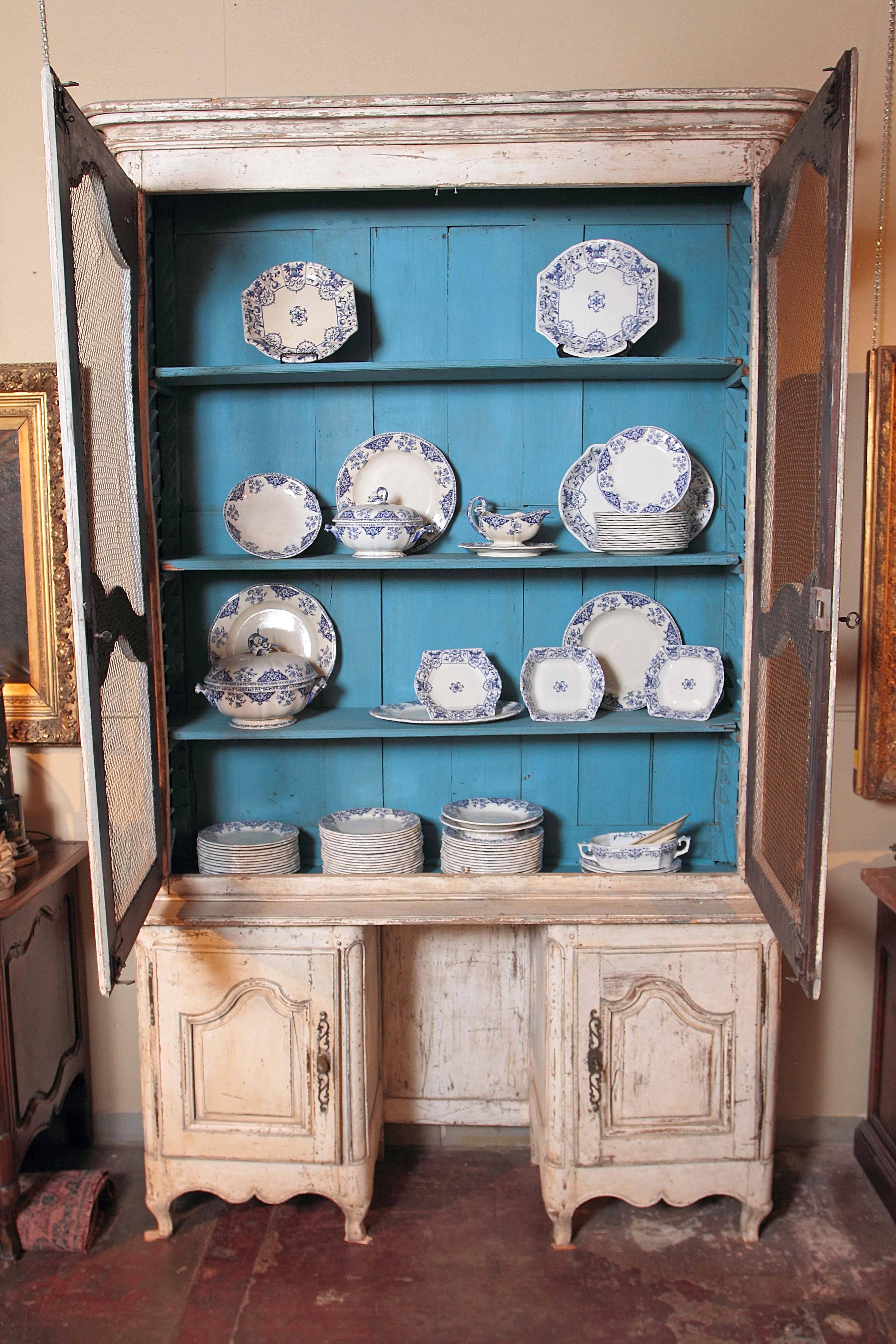 Tall 18th Century French Louis XV Painted Display Cabinet from Bordeaux 3