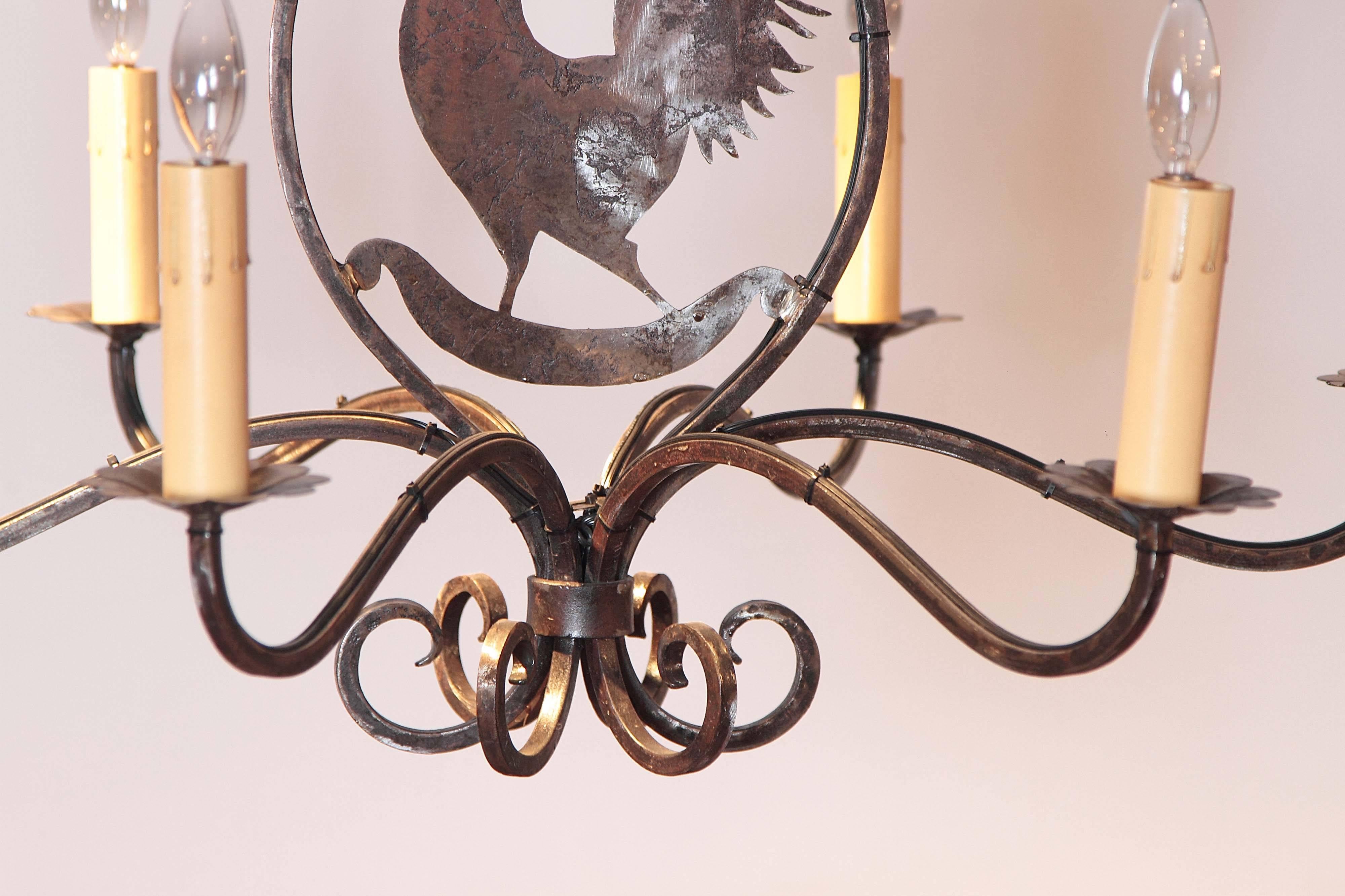 wrought iron rooster chandelier
