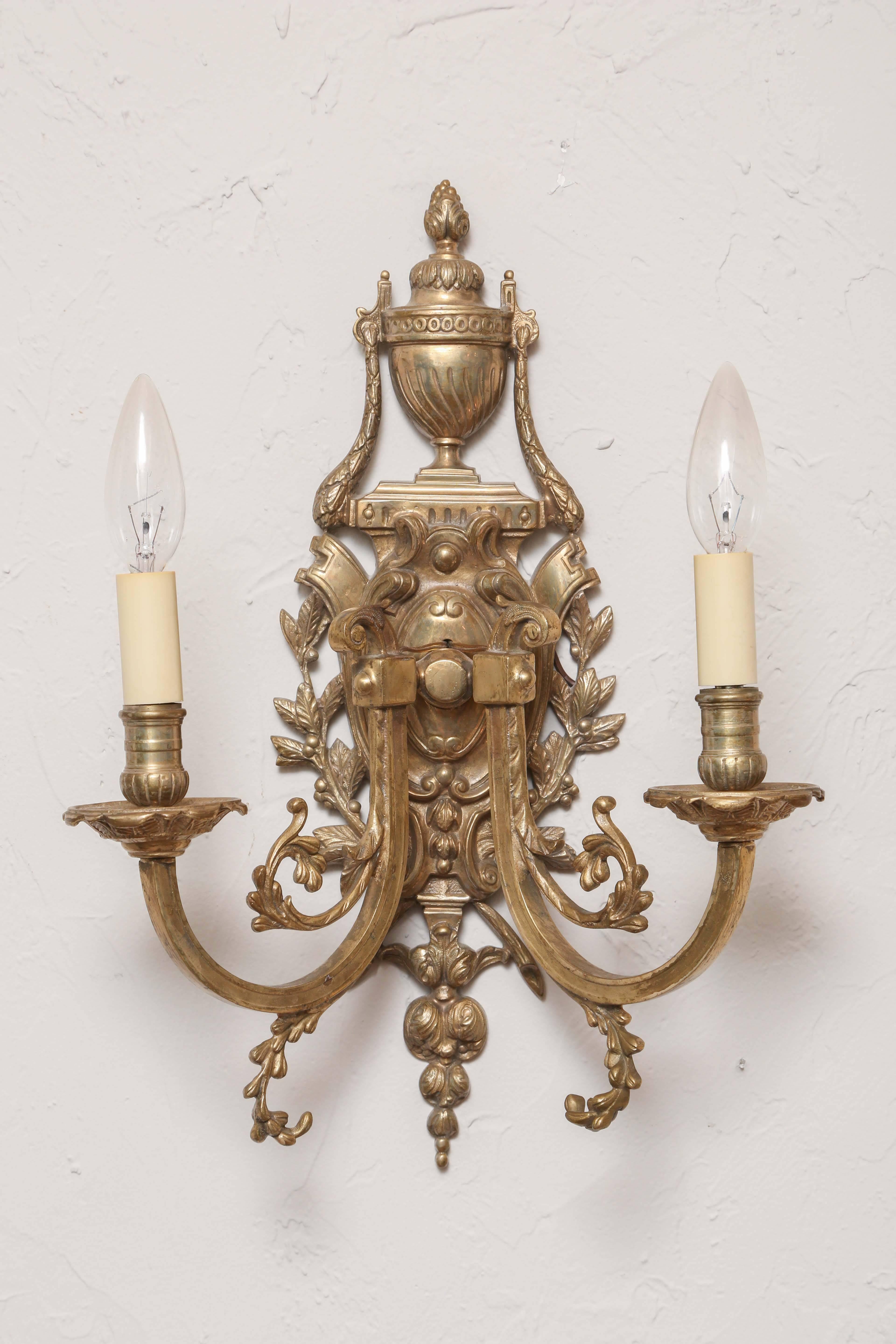 French Pair of 19th Century Neoclassical Bronze Sconces