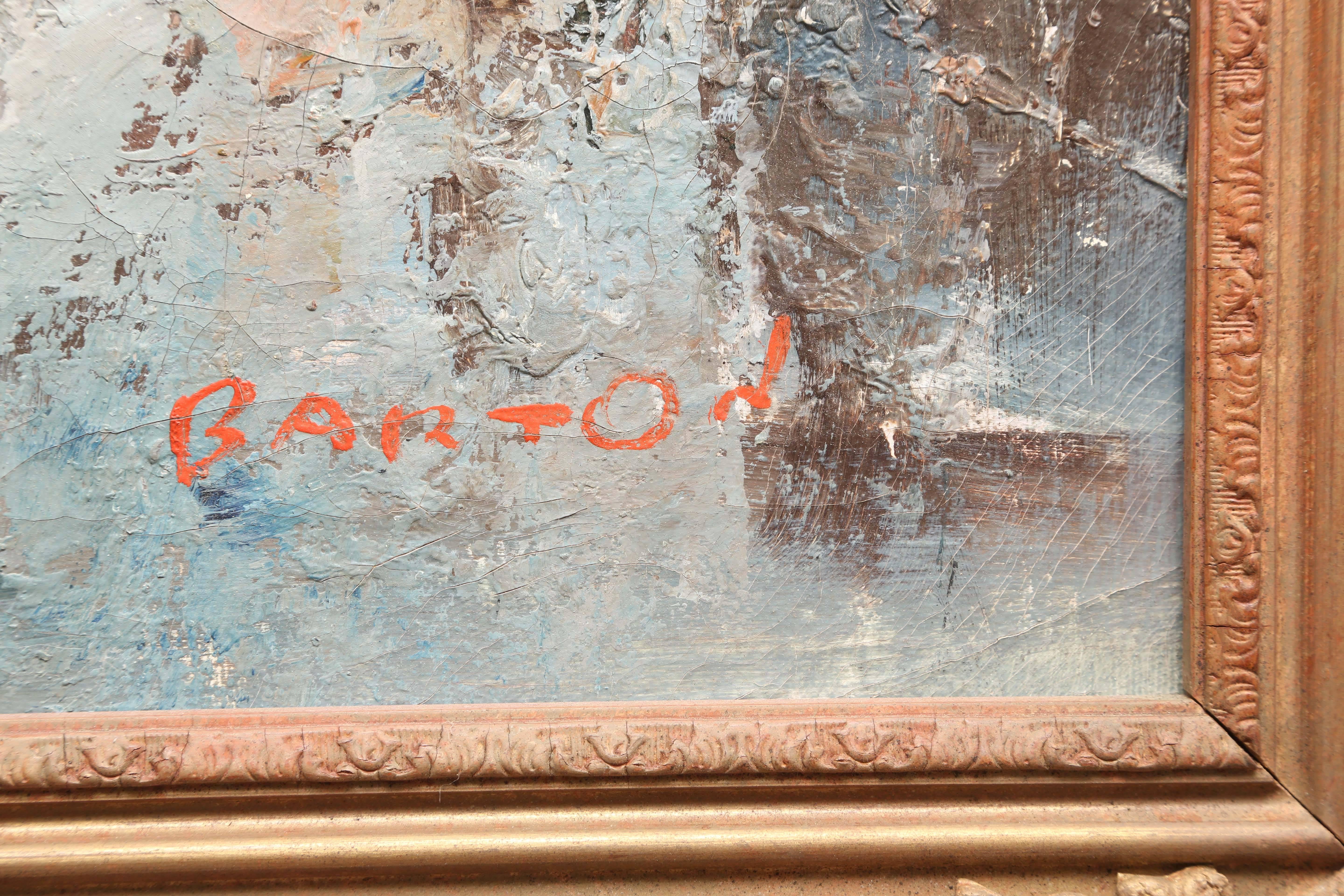 Tela Pittura ad olio originale sul canale di Venezia di Edward Barton in vendita