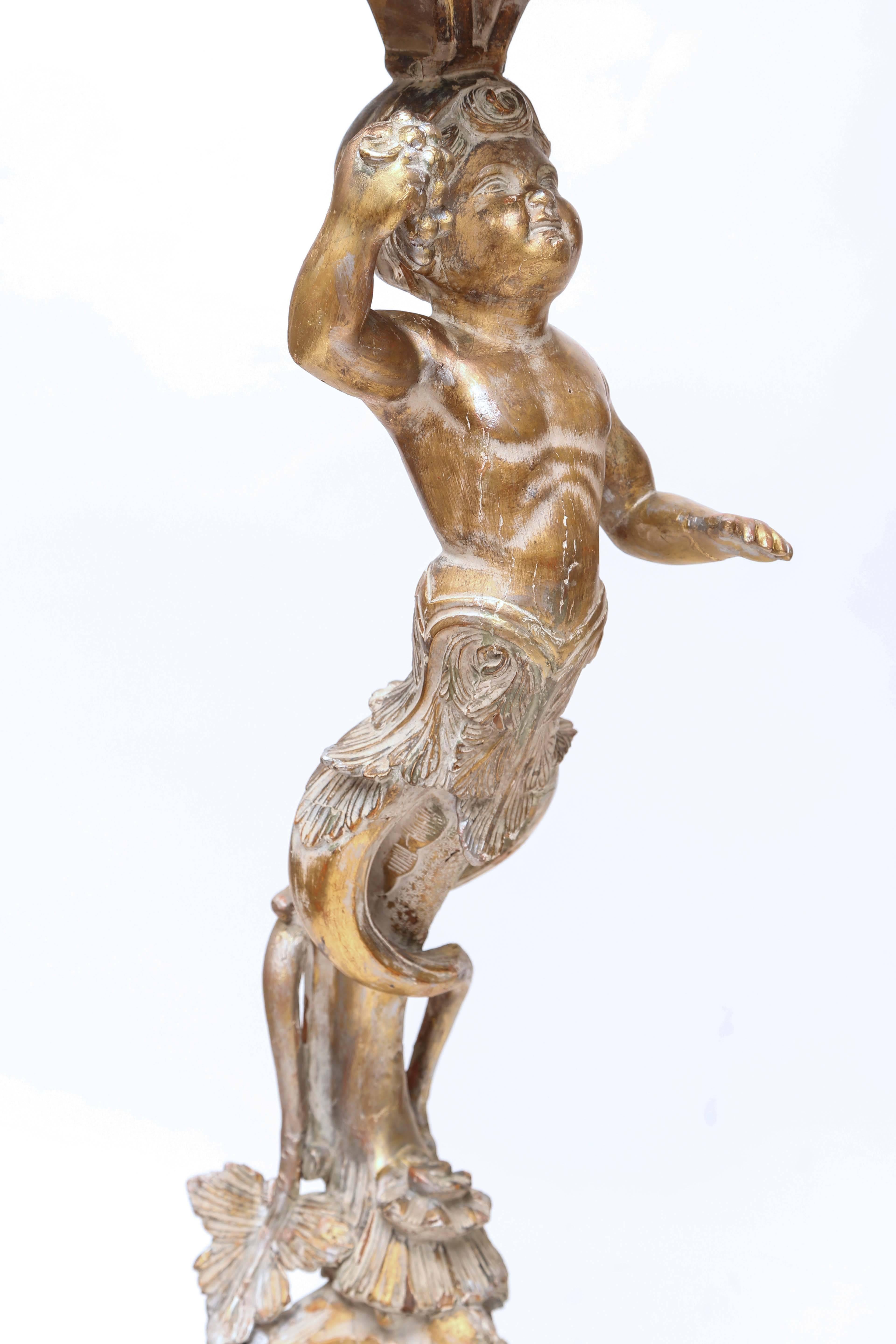 18th Century Gilded Hand-Carved Italian Figural Table For Sale 2