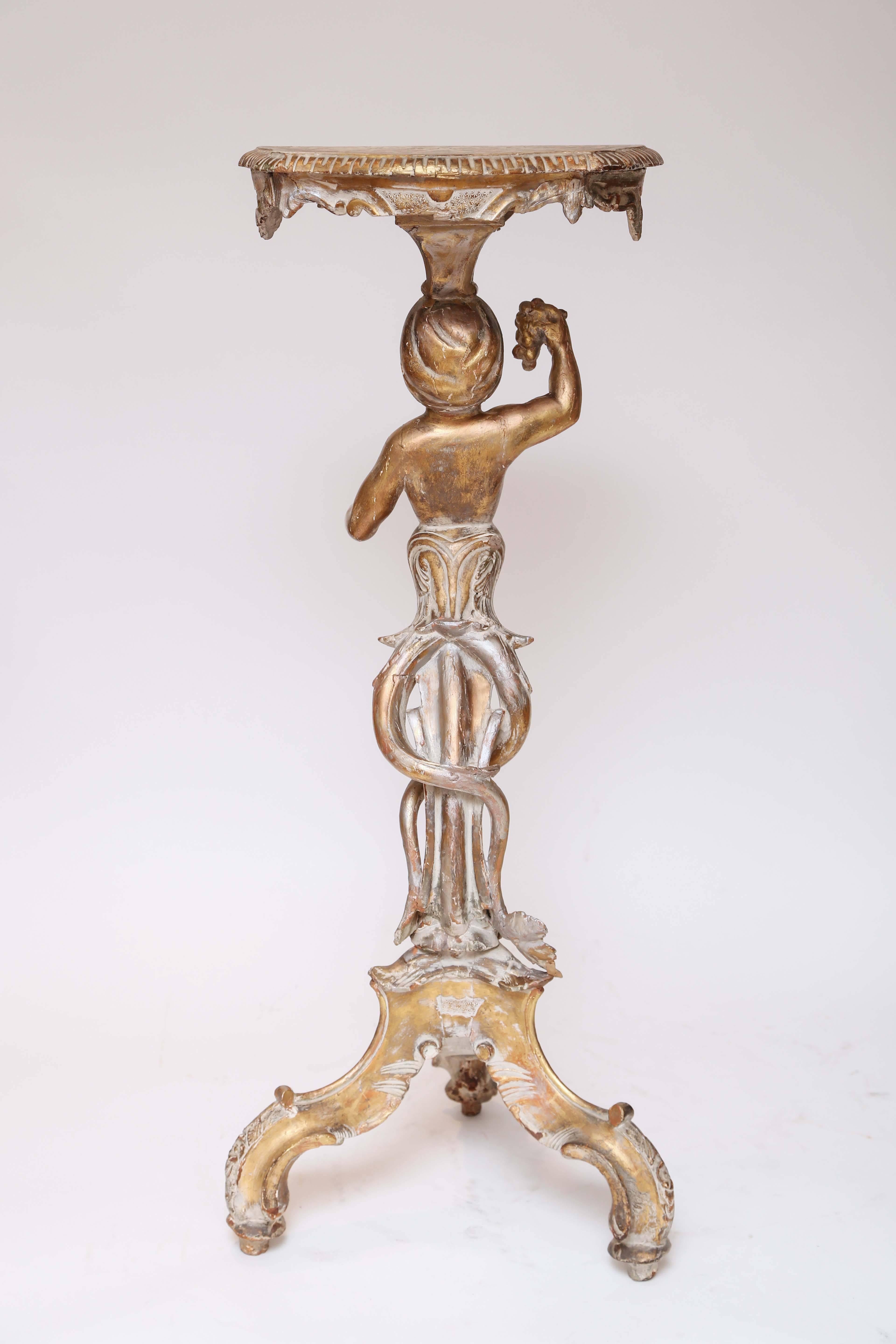 18th Century Gilded Hand-Carved Italian Figural Table For Sale 4