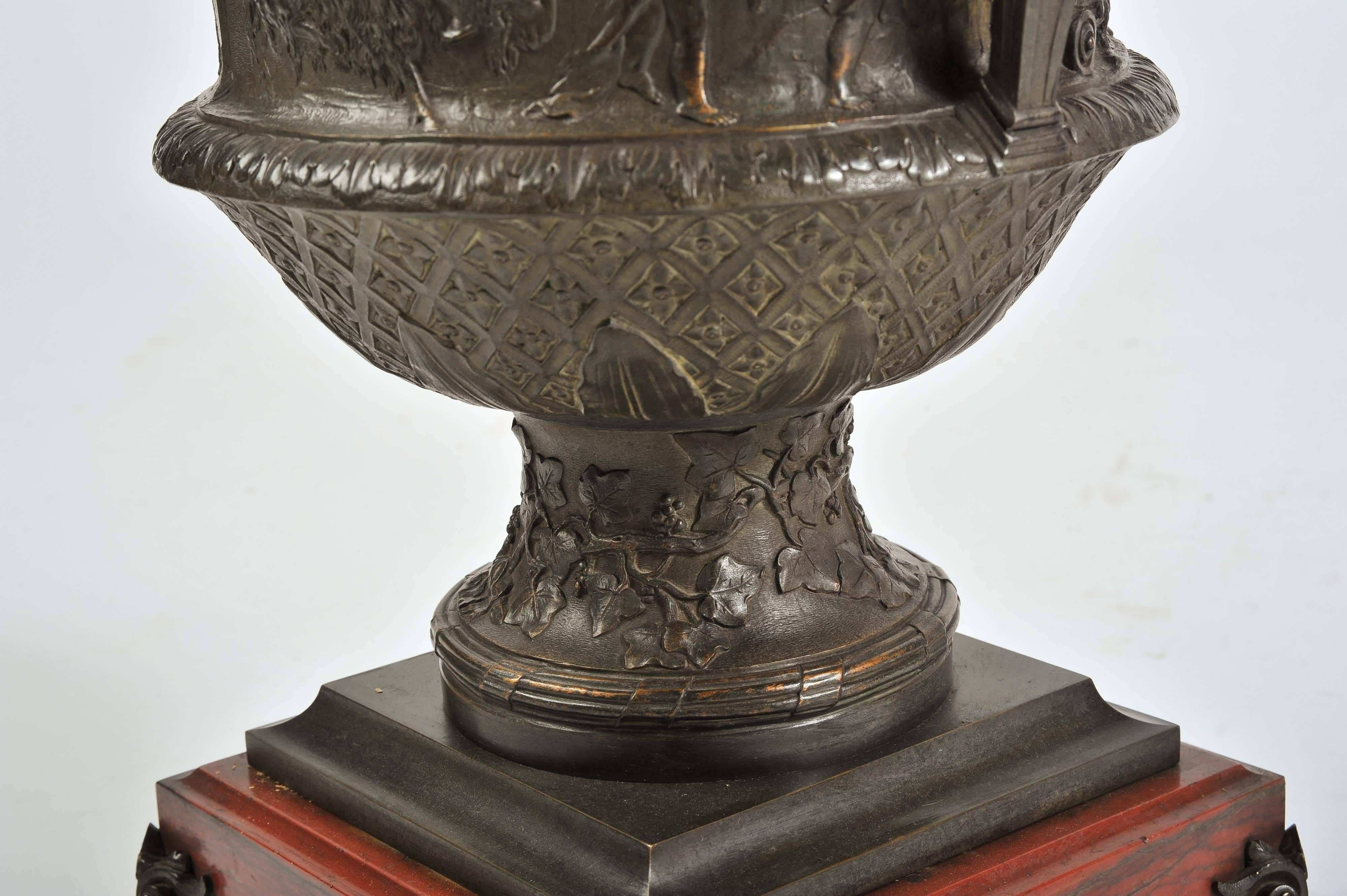 French Classical Bronze Urn, 19th Century For Sale