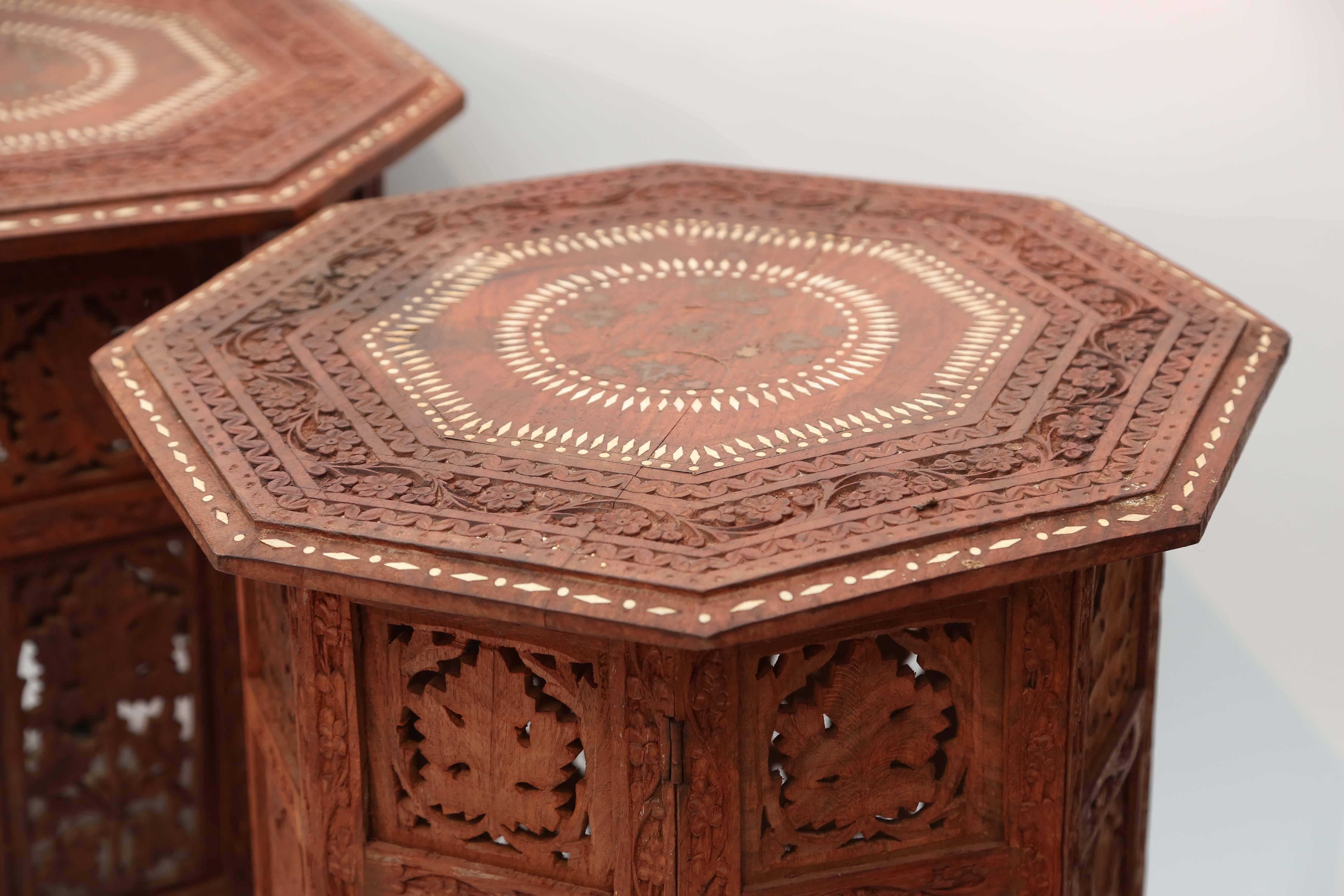 Mid-20th Century Pair of Anglo-Indian Travel Tables