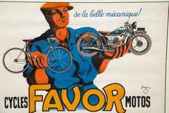 Original 'Cycles Favor Motos' Advertising Poster by Bellenger, 1937, France