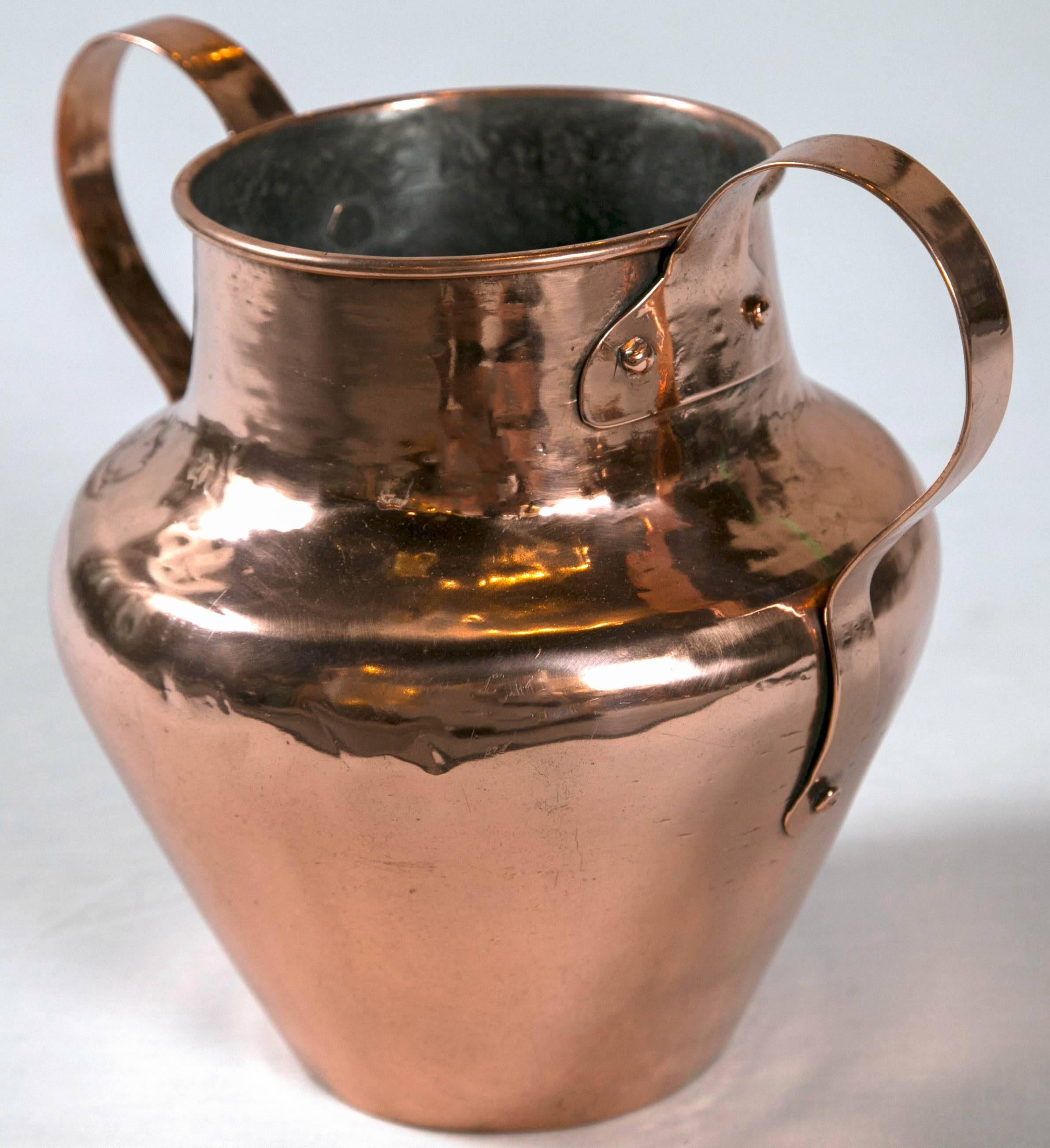 European Antique Dovetailed Copper Urn, Late 19th Century
