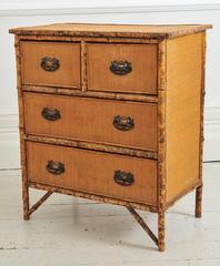 Late 19th Century Bamboo and Wicker Small Chest of Drawers