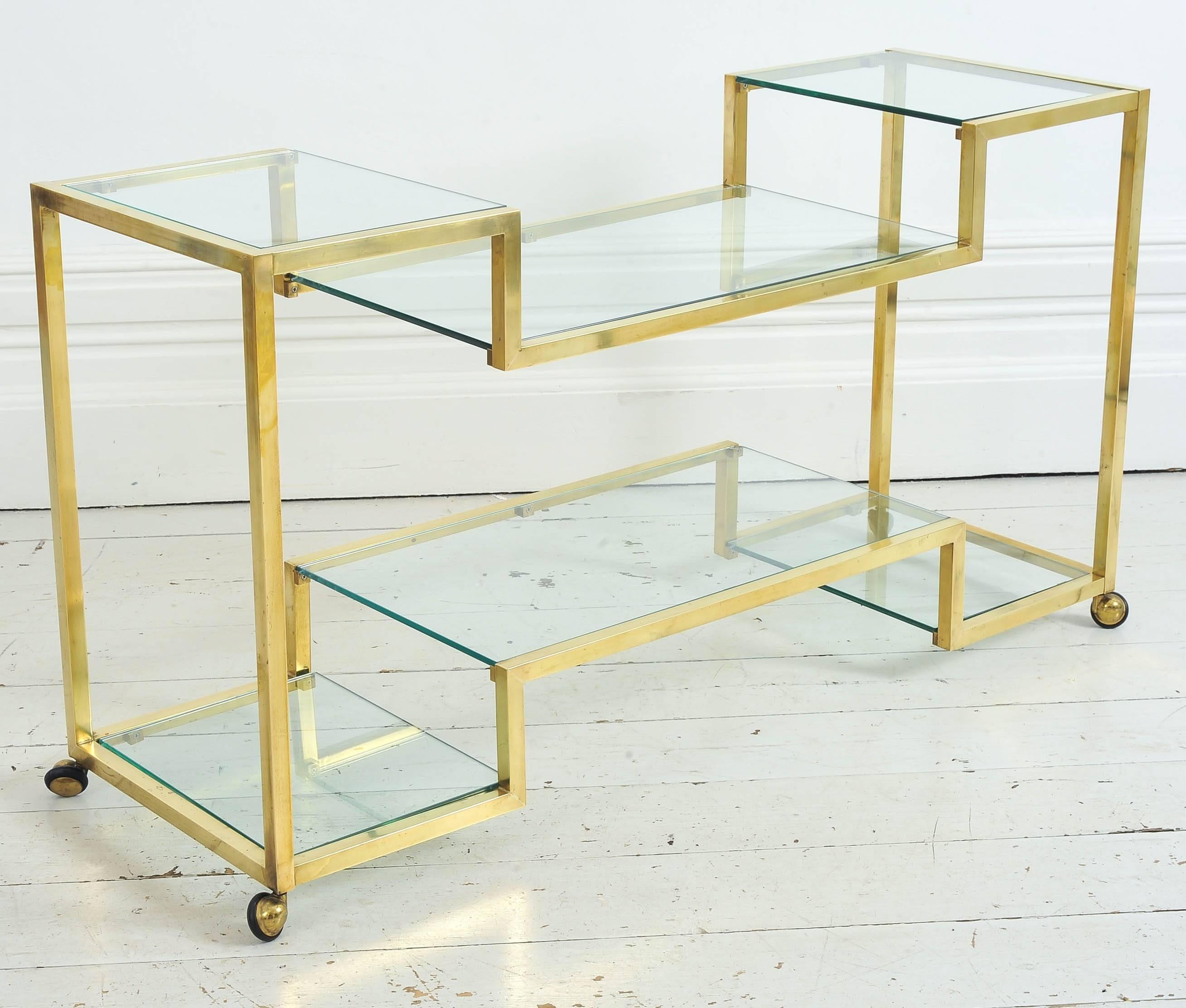 Other Elegant Italian Brass and Glass 1970s Console Table