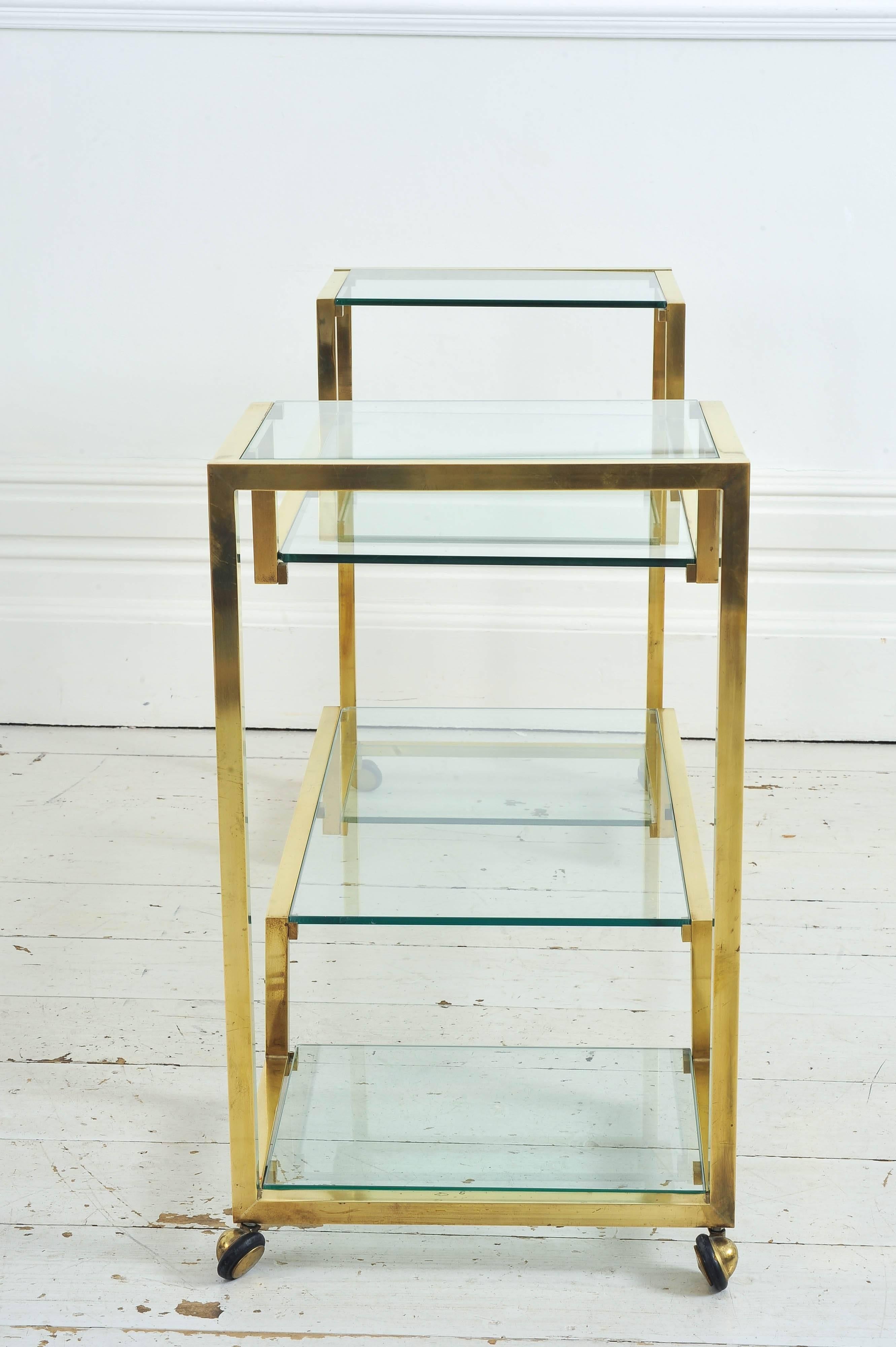 Elegant Italian Brass and Glass 1970s Console Table In Good Condition In Kent, GB