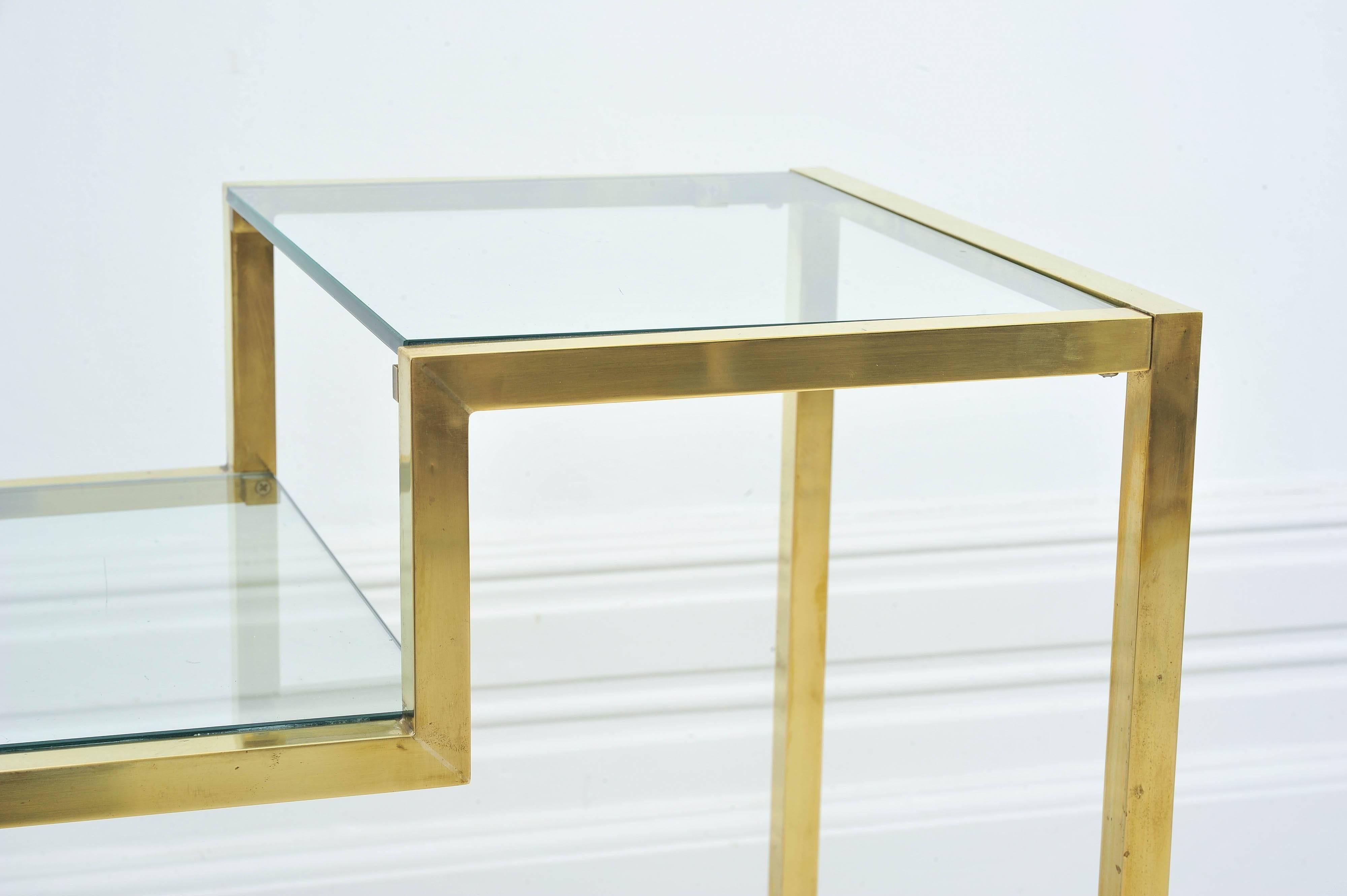Late 20th Century Elegant Italian Brass and Glass 1970s Console Table