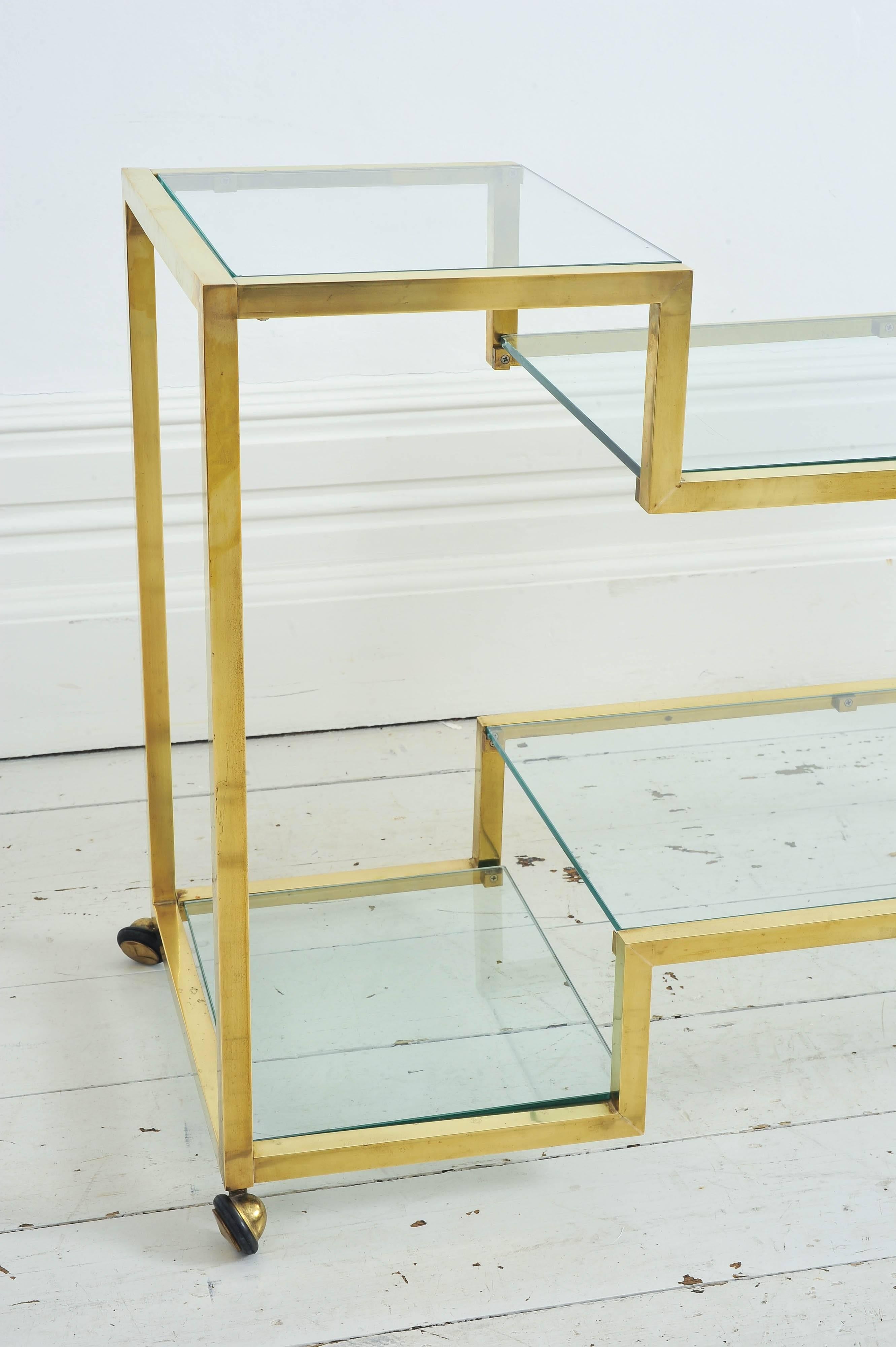 Elegant Italian Brass and Glass 1970s Console Table 1