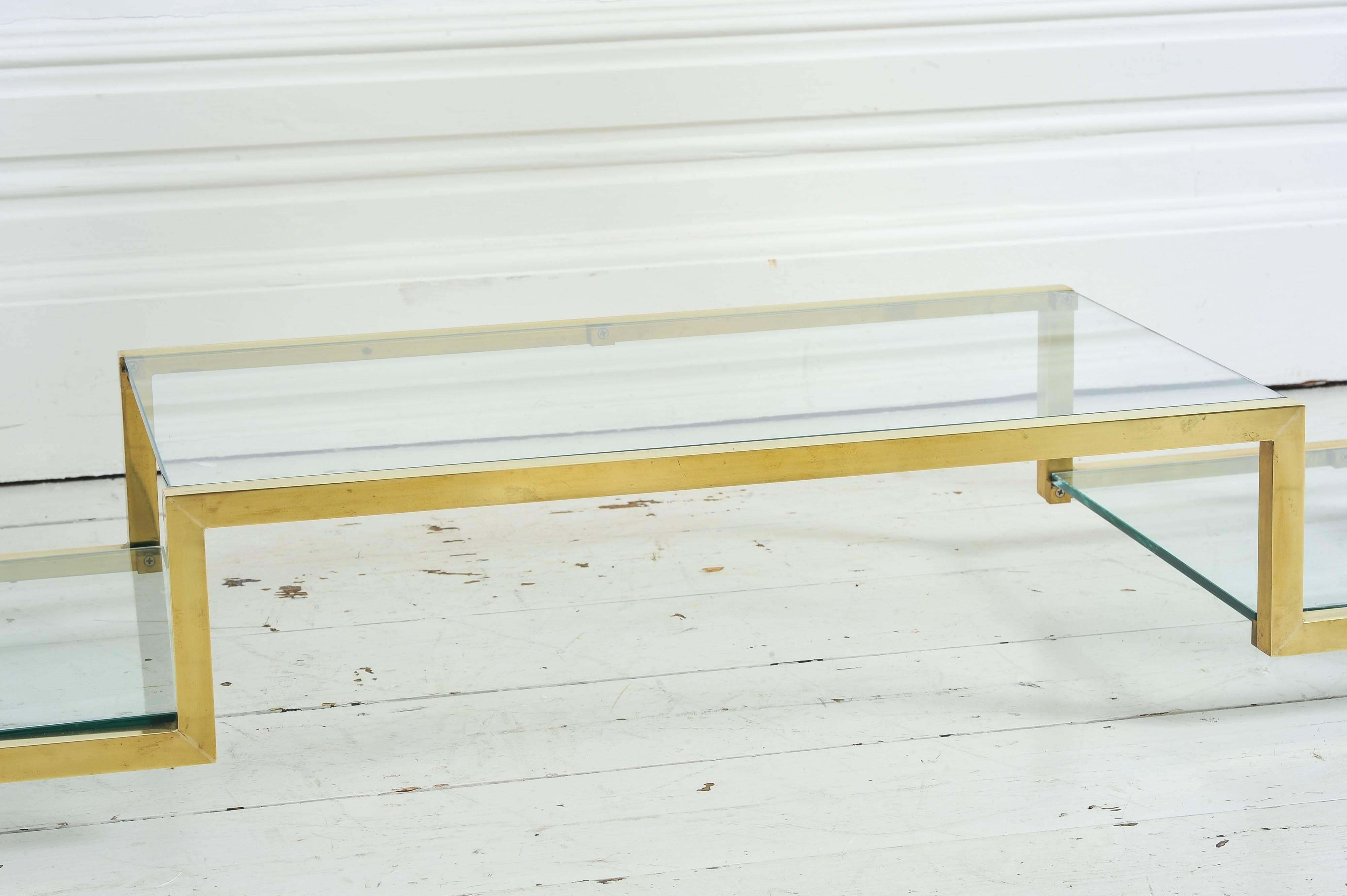 Elegant Italian Brass and Glass 1970s Console Table 2