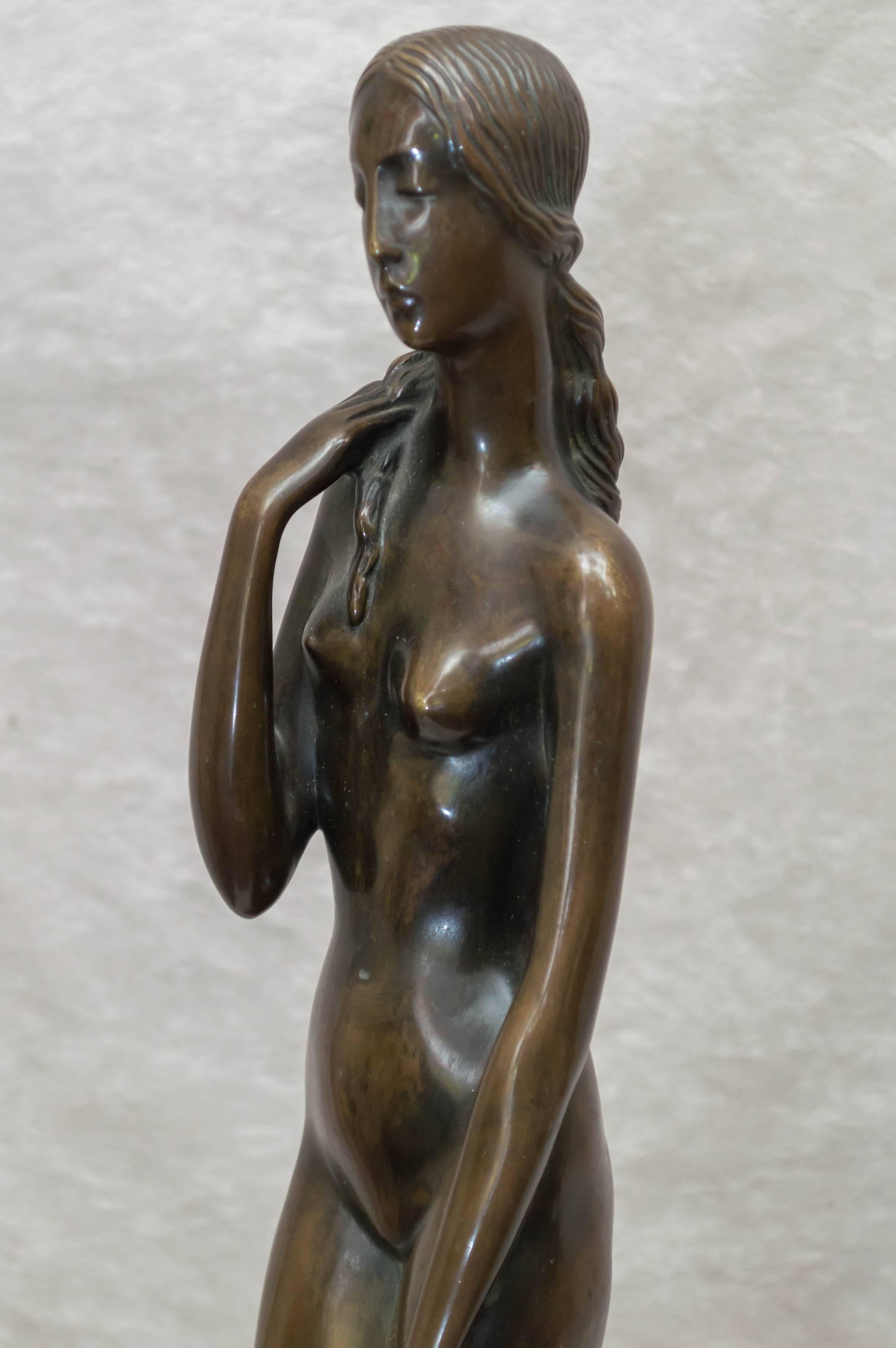 Joseph Motto was a very well regarded sculptor of his time, and still important today. This sculpture is so reminiscent of the artist's imagination and artistry. She is so very captivating and graceful. We are always searching out this fine American