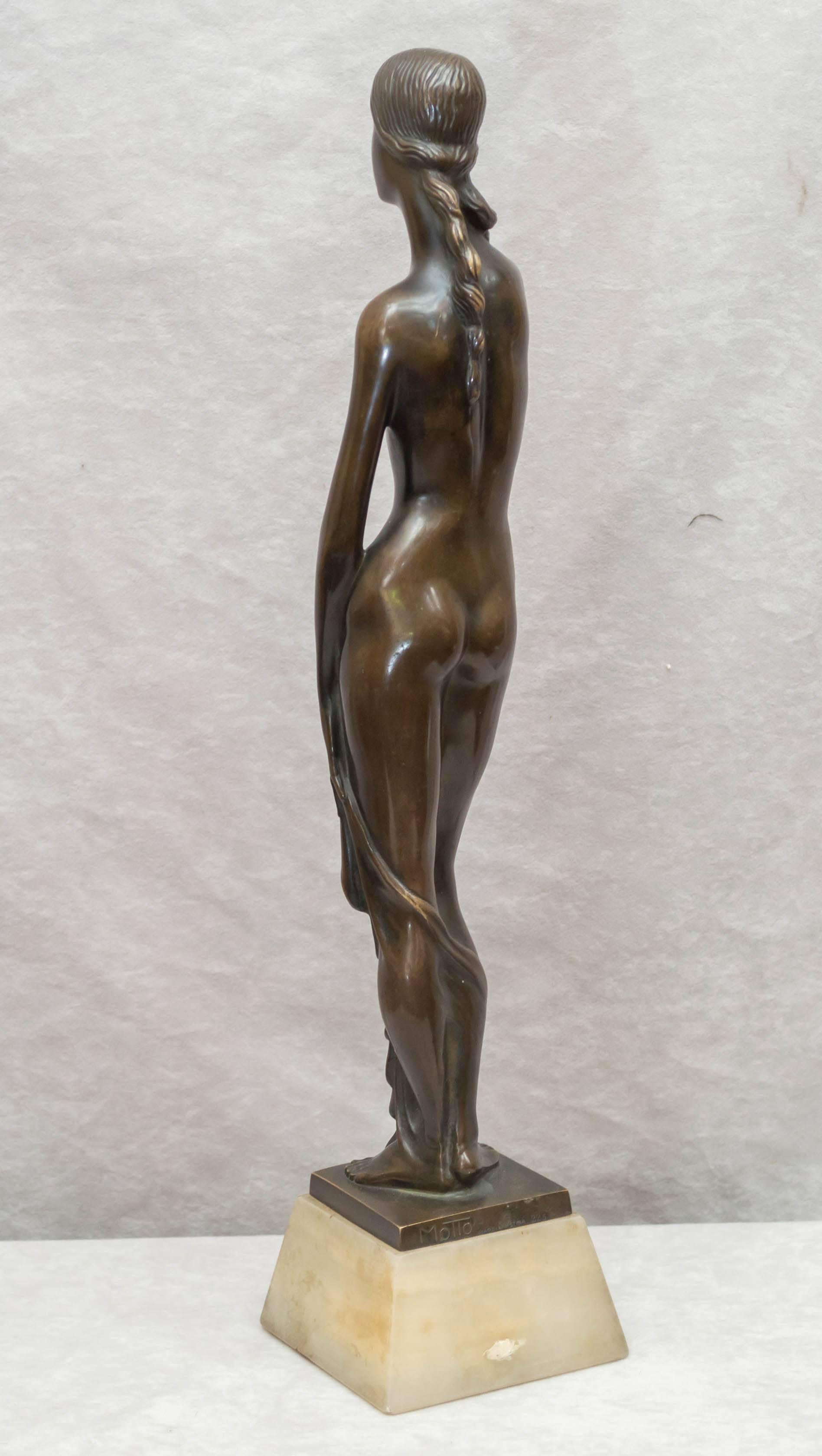 Art Deco / Moderne Bronze Figure of a Nude, American, Signed Joseph Motto In Good Condition In Petaluma, CA